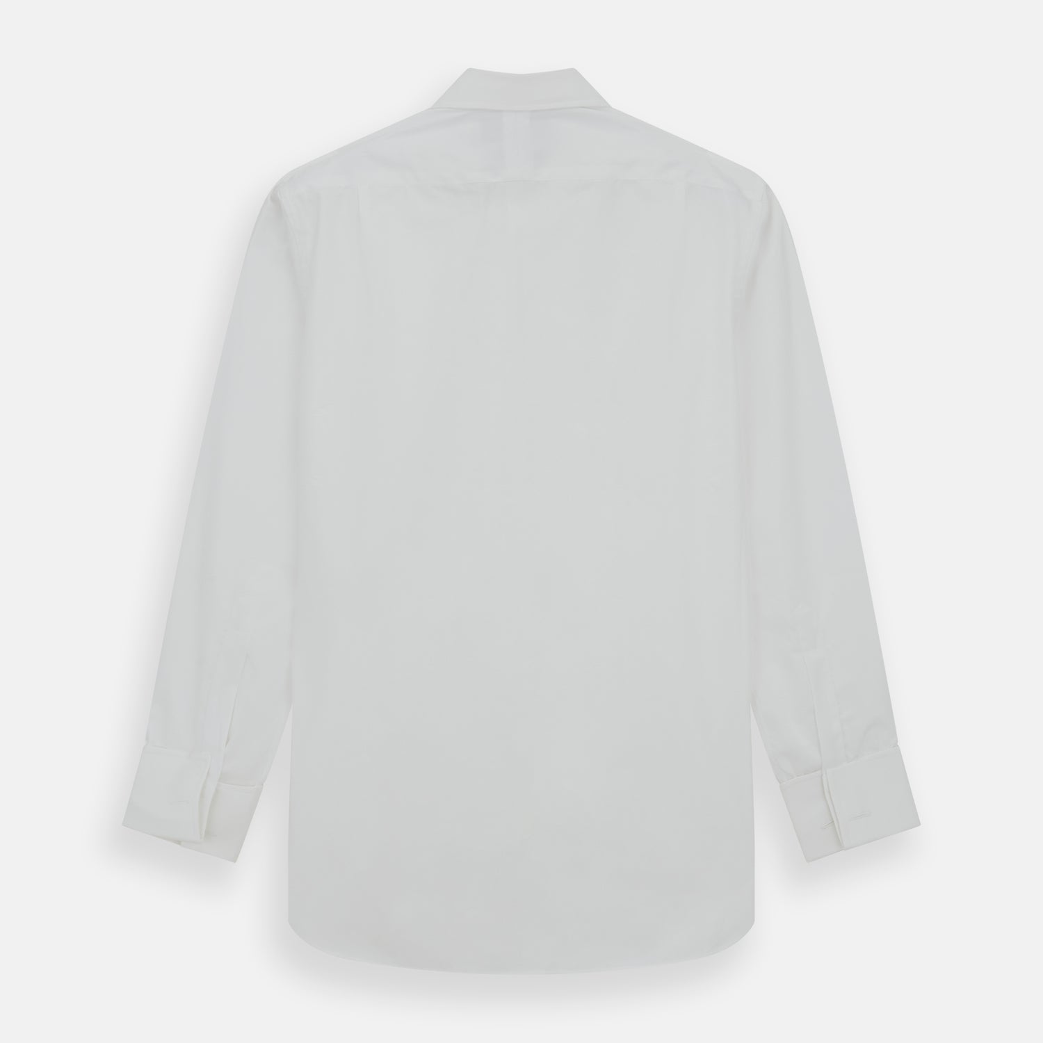 Image 5 of product The Turnbull & Asser Plain White Cotton Shirt features a T&A collar and double cuffs, shown flat on a white background—ideal for pairing with standout ties or achieving a minimalist look.