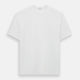 Experience comfort in the Turnbull & Asser White Short-sleeve Pyjama Shirt—a plain crew neck T-shirt laid flat on a white background, perfect as elevated loungewear or a sleek pyjama essential.