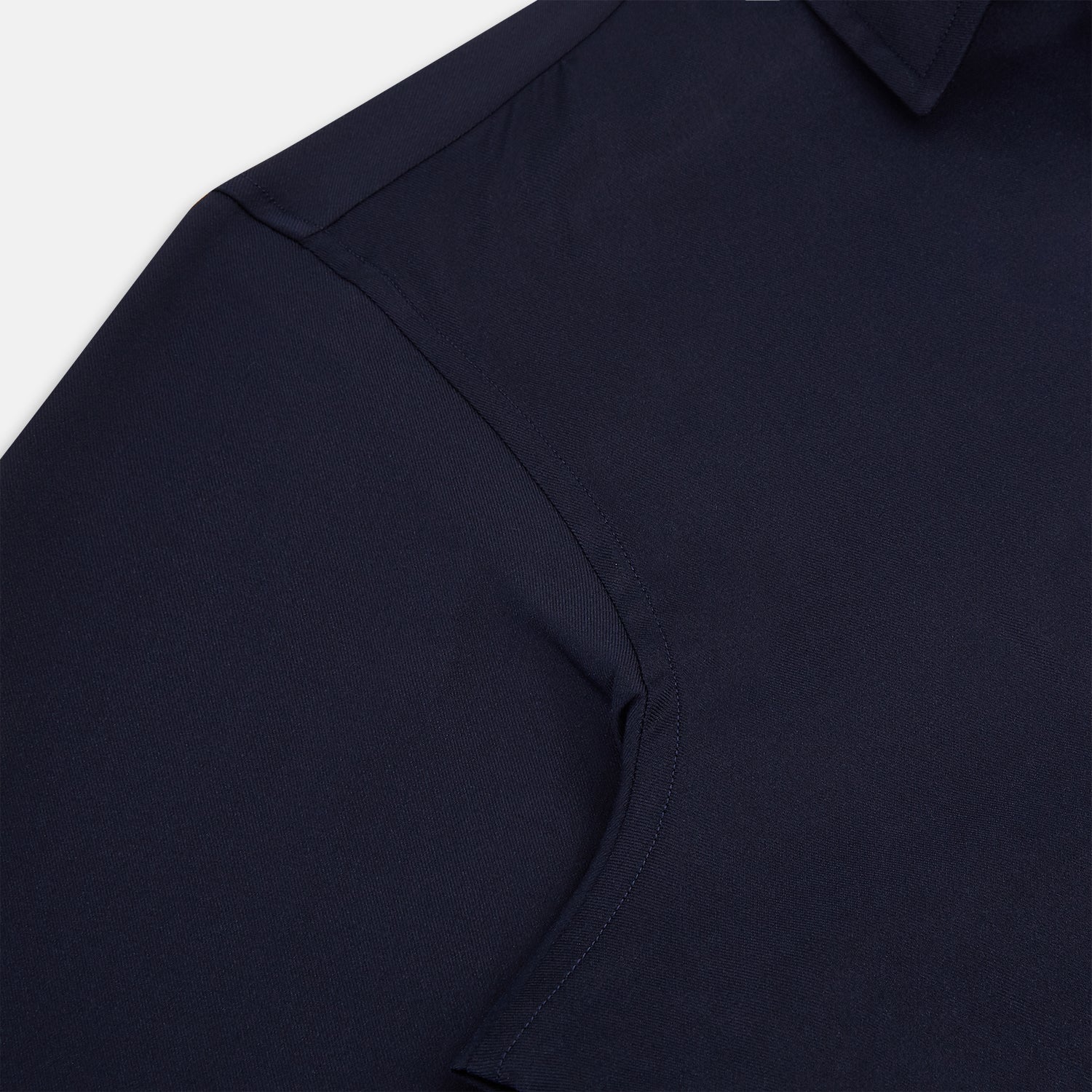 Image 6 of product The Navy Twill Windsor Shirt by Turnbull & Asser features long sleeves, a button-up front, British craftsmanship, and a refined Windsor collar, shown in dark navy on a plain white background.