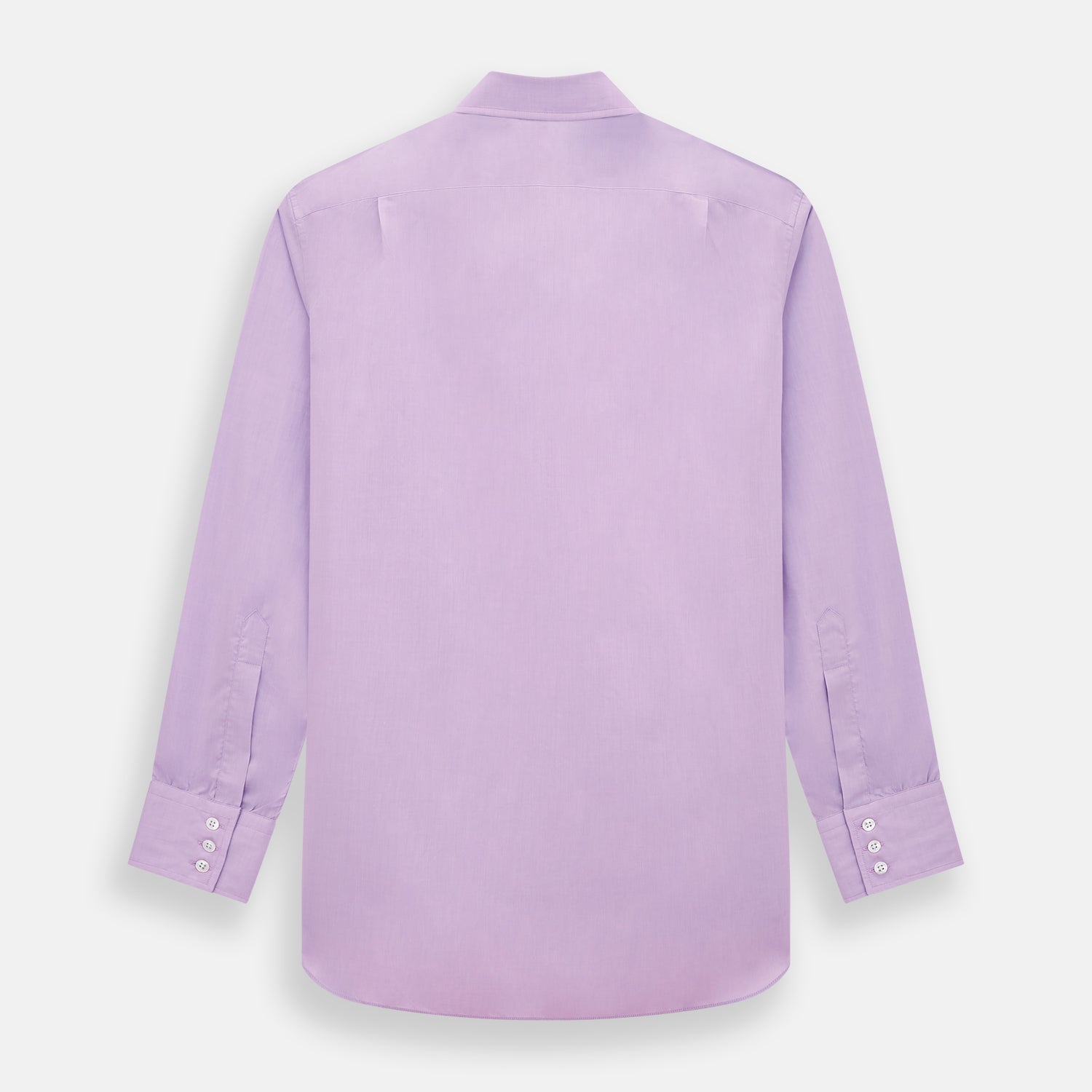 Image 3 of product The Turnbull & Asser Purple Pink Mayfair Shirt is a men's formal, long-sleeve button-up with a classic collar and buttoned cuffs, shown in light purple against a plain white background.