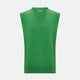 The Turnbull & Asser Fern Green V-neck Sleeveless Vest features a ribbed hem and is perfect for elegant ensembles, presented against a plain white background.