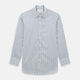 The Azzurro Multi Check Westminster Shirt by Turnbull & Asser is a long-sleeve, button-up with a white base and blue and gray checks, displayed flat against a white background.