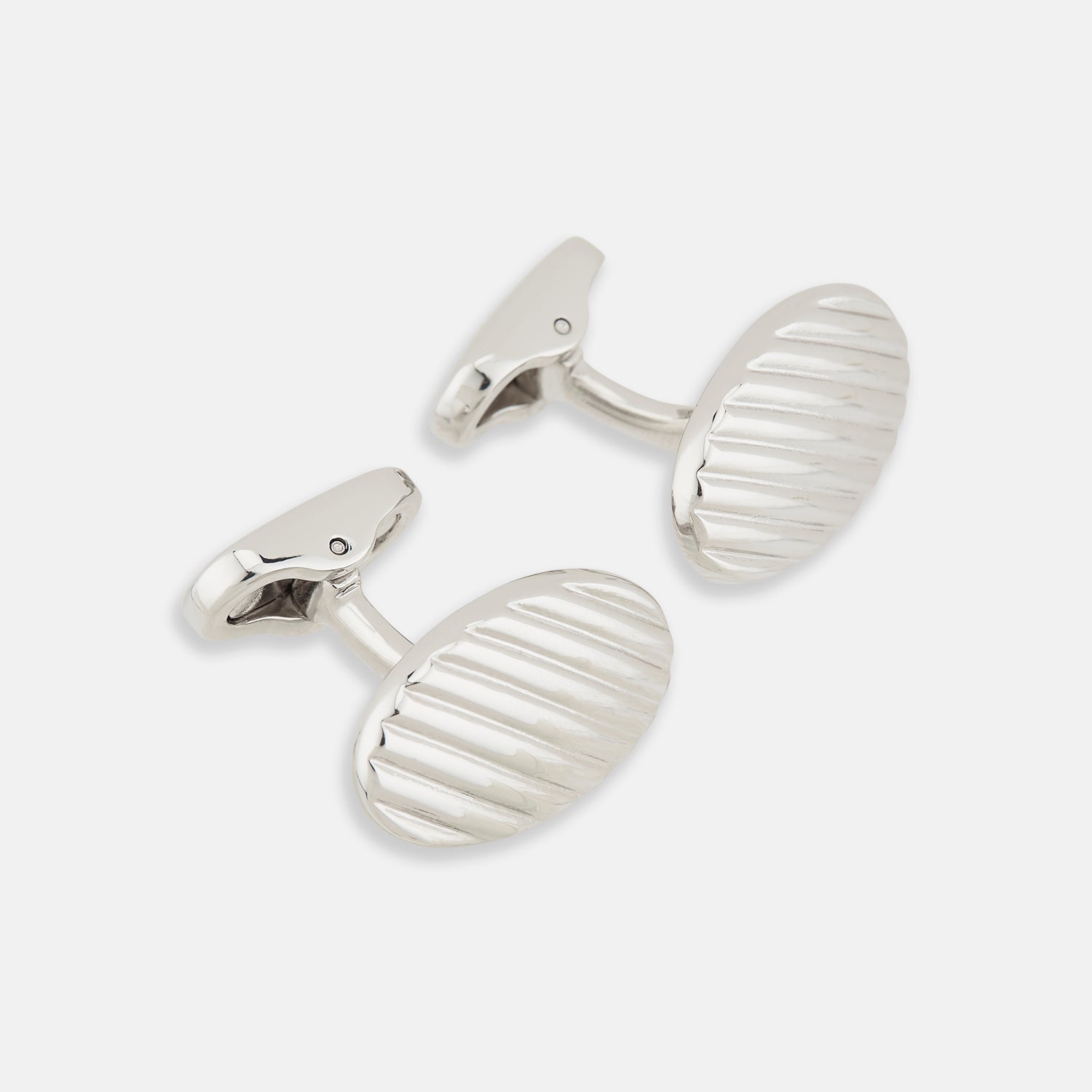 Image 1 of product Silver Striped Oval Cufflinks