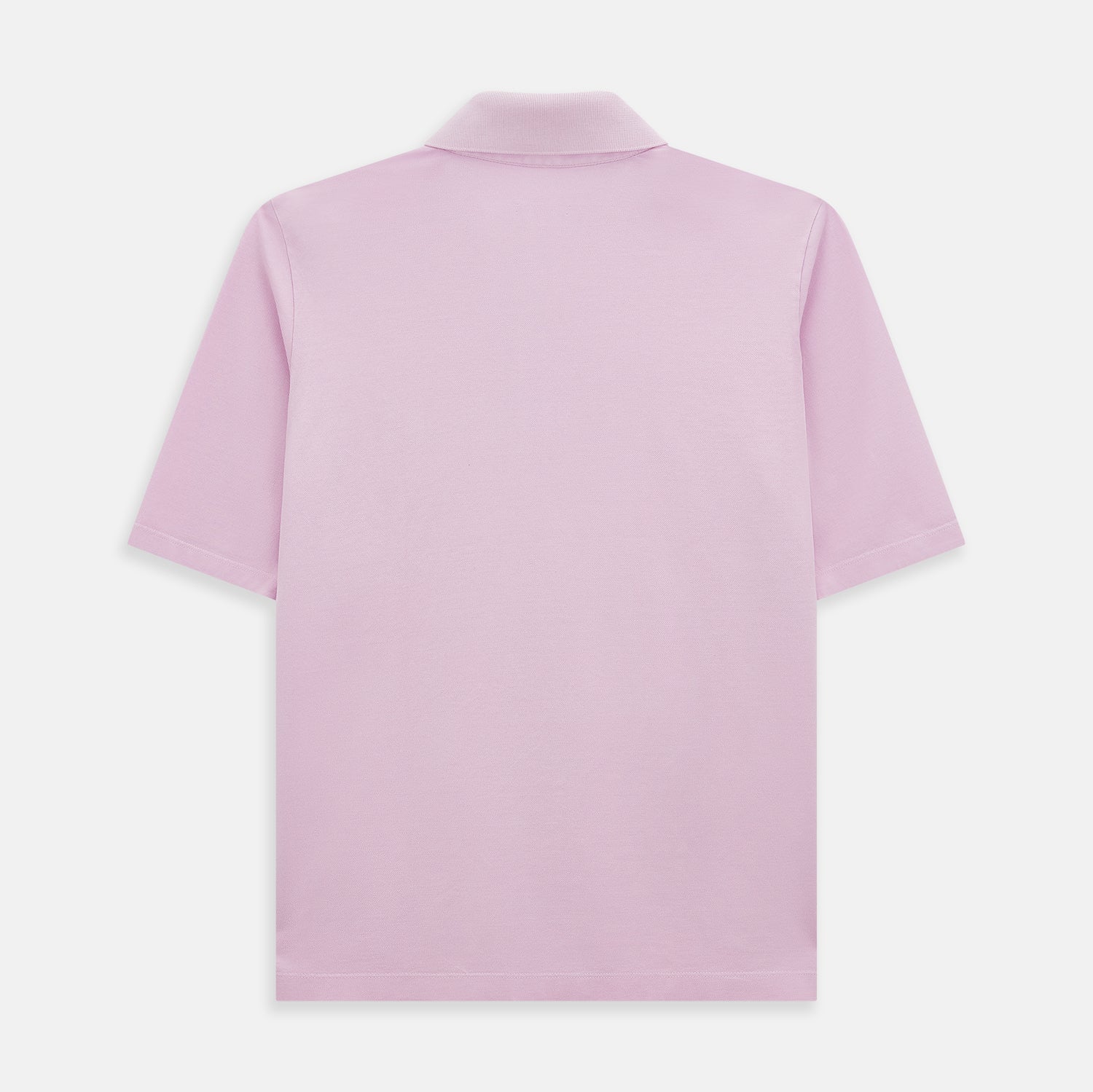 Image 3 of product The Turnbull & Asser Pink Polo Shirt is a men's cotton polo with short sleeves, a collar, three dark buttons, and a chest pocket with a button, shown laid flat on a white background.