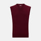 The Turnbull & Asser Burgundy Cashmere V-Neck Vest for men is a stylish, sleeveless knit sweater displayed on a plain white background.