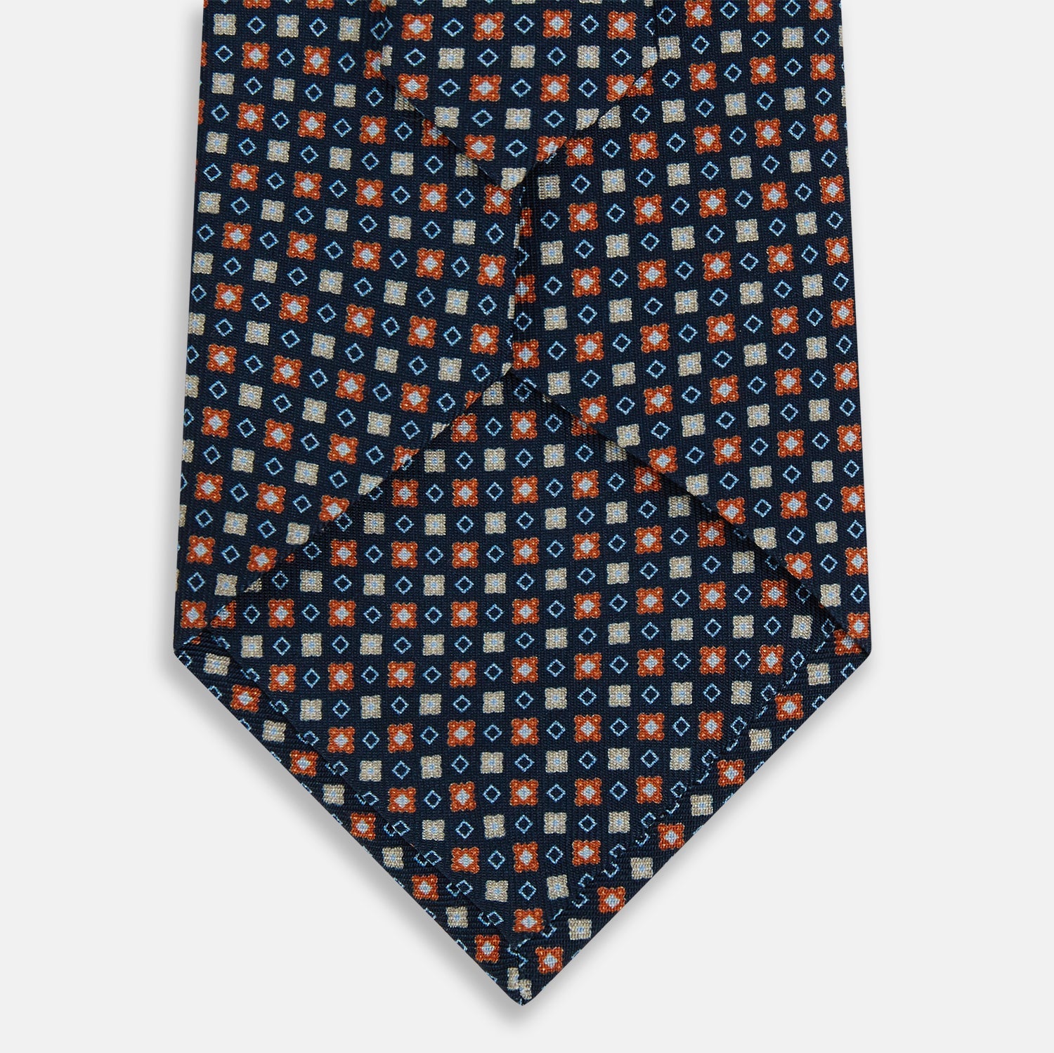 Image 3 of product Navy and Orange Geometric Motif Silk Tie
