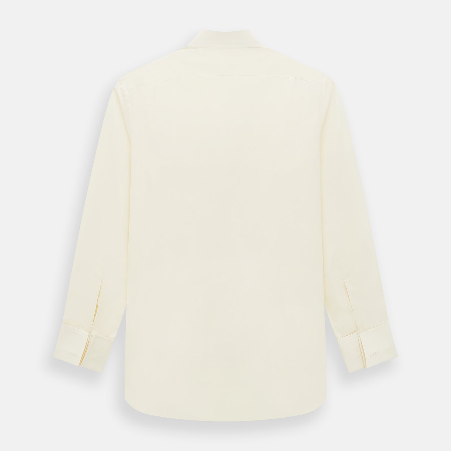 Image 3 of product The Turnbull & Asser Cream Cotton Shirt features a T&A collar and double cuffs, elevating men's style. Displayed flat against a white background, this long-sleeve shirt is crafted in classic cream cotton.