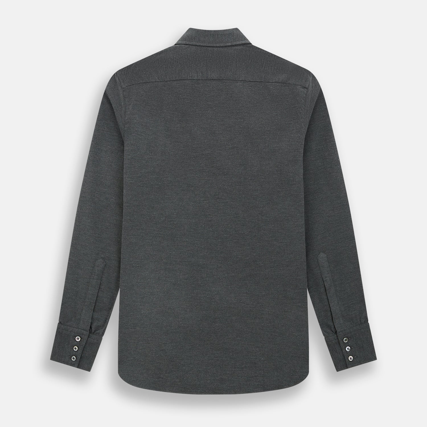 Image 3 of product The Charcoal Melange Westminster Shirt by Turnbull & Asser features a long-sleeve, button-up design with a Turnbull collar and buttoned cuffs, offering classic British craftsmanship in a timeless style.