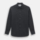 The Turnbull & Asser Midnight Blue Westminster Shirt features long sleeves, a button-up front, classic collar, and buttoned cuffs in a plain design—showcasing British craftsmanship—laid flat on a white background.