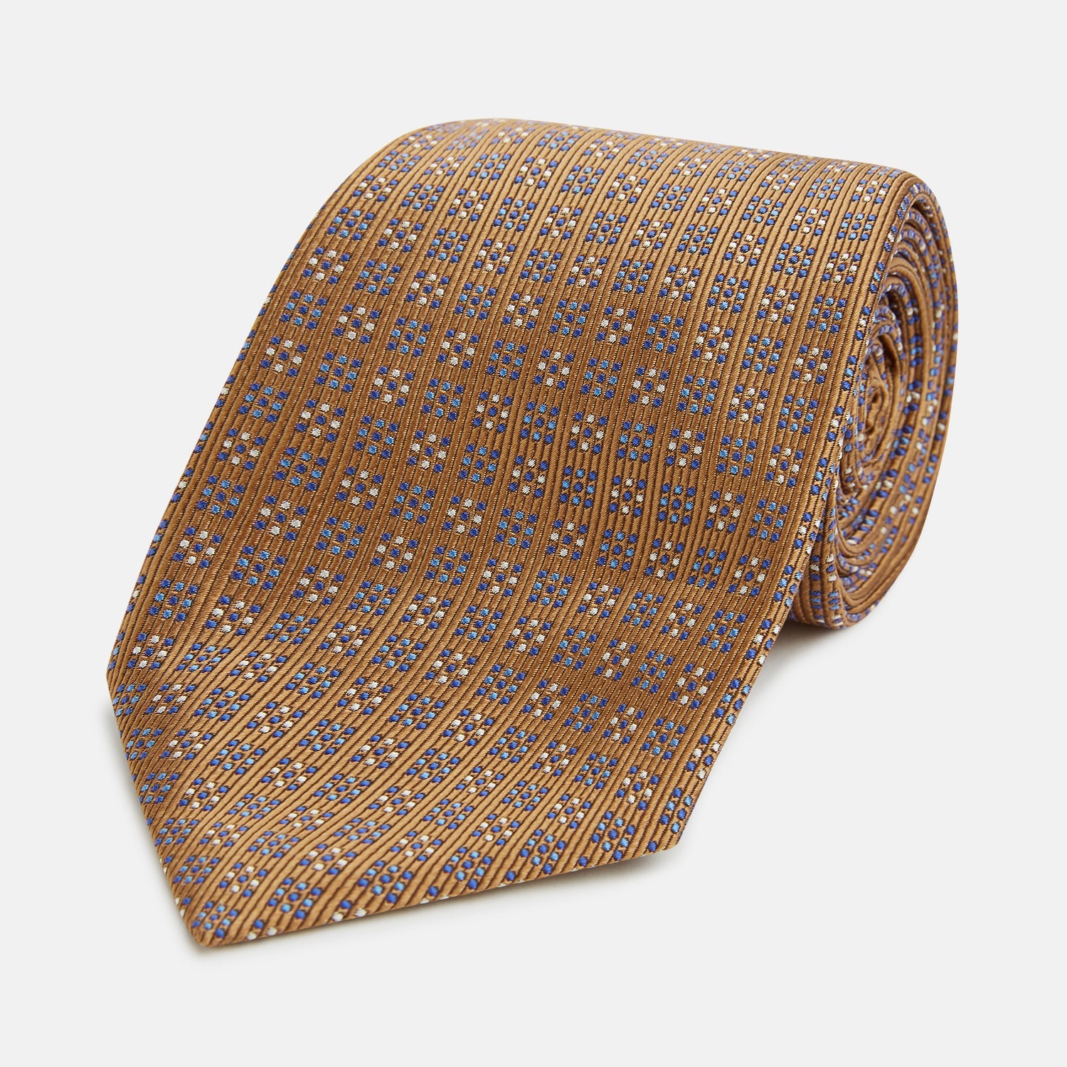 Image 1 of product Tan and Blue Multi Dot Silk Tie