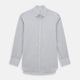 The Midnight Blue Multi Check Mayfair Shirt by Turnbull & Asser is a pure cotton, long-sleeve button-down featuring a small blue multi-check pattern, pointed collar, and buttoned cuffs.