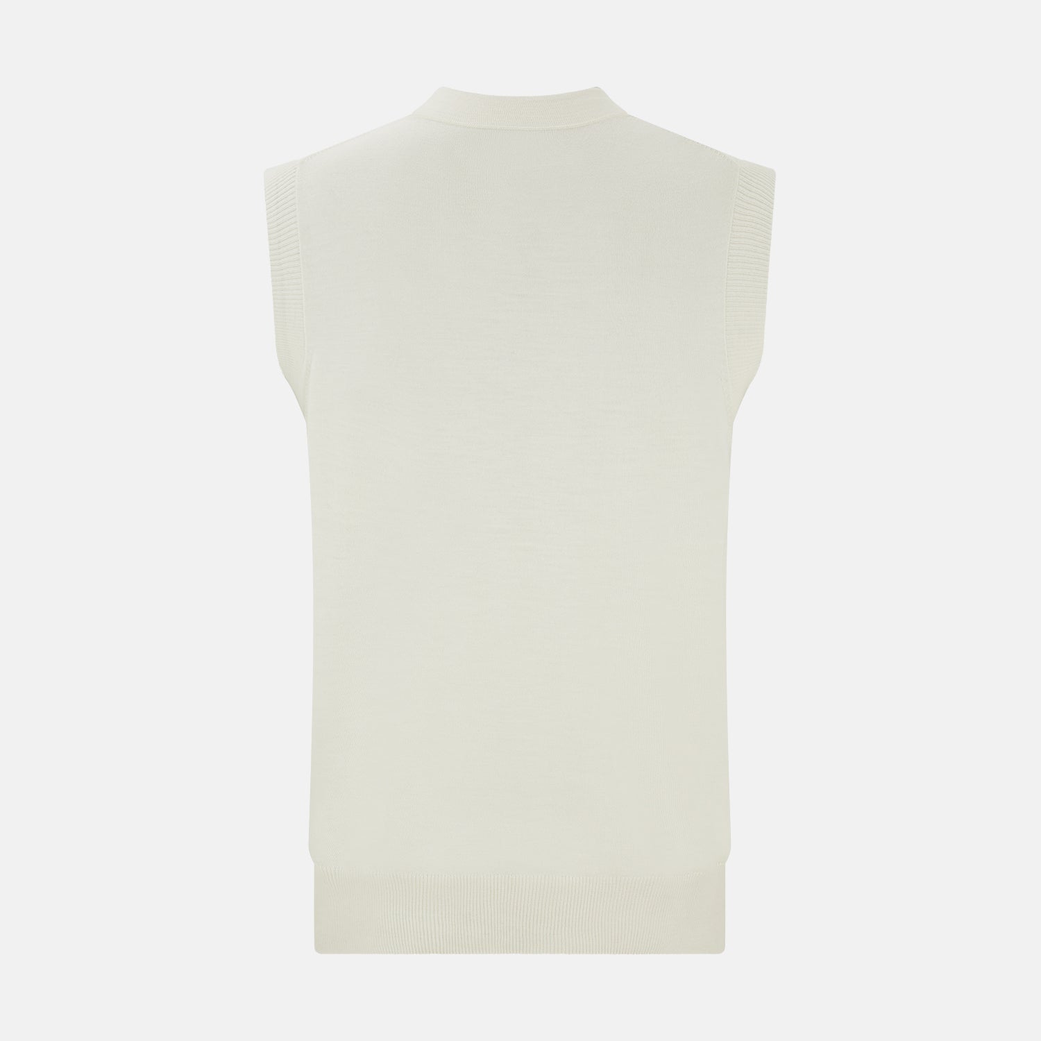 Image 3 of product Ecru Fine Merino V-Neck Sleeveless Cardigan