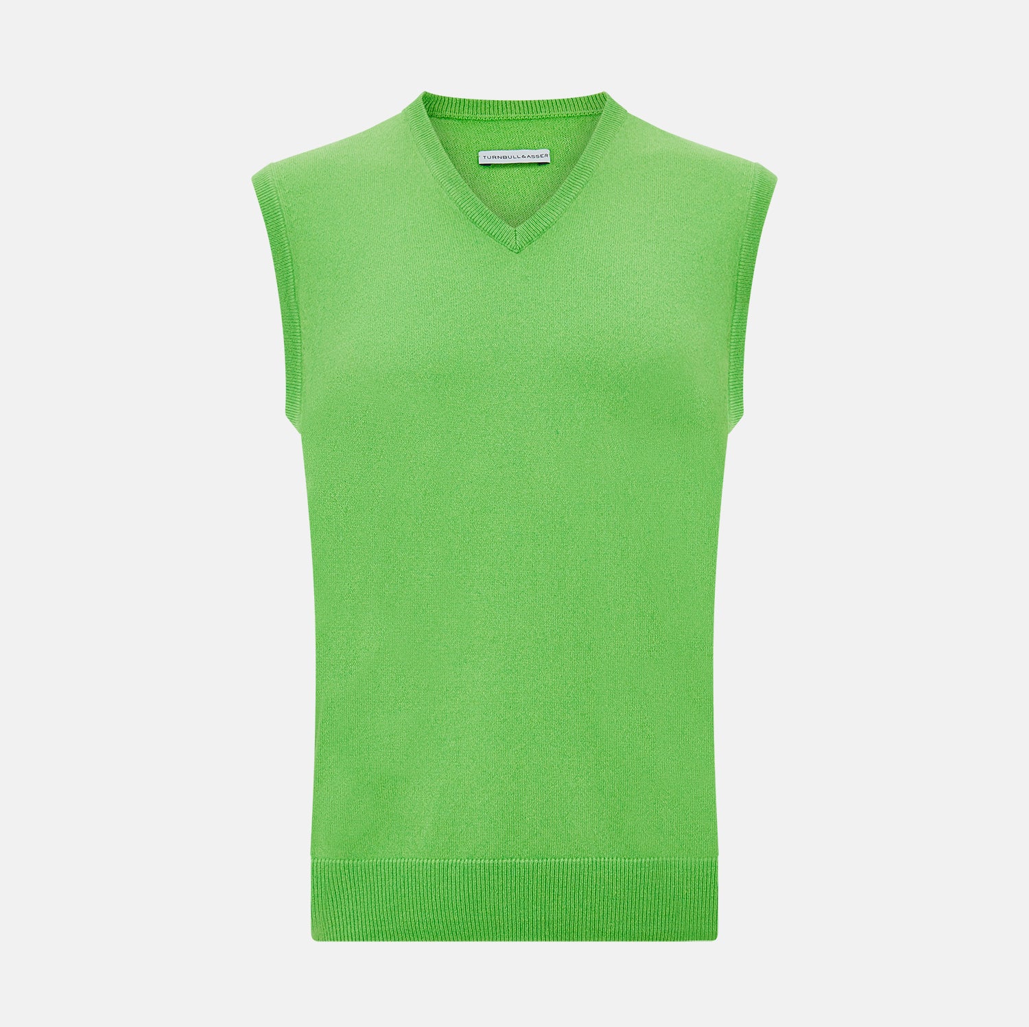 Image 1 of product Bright Green V-neck Cashmere Vest