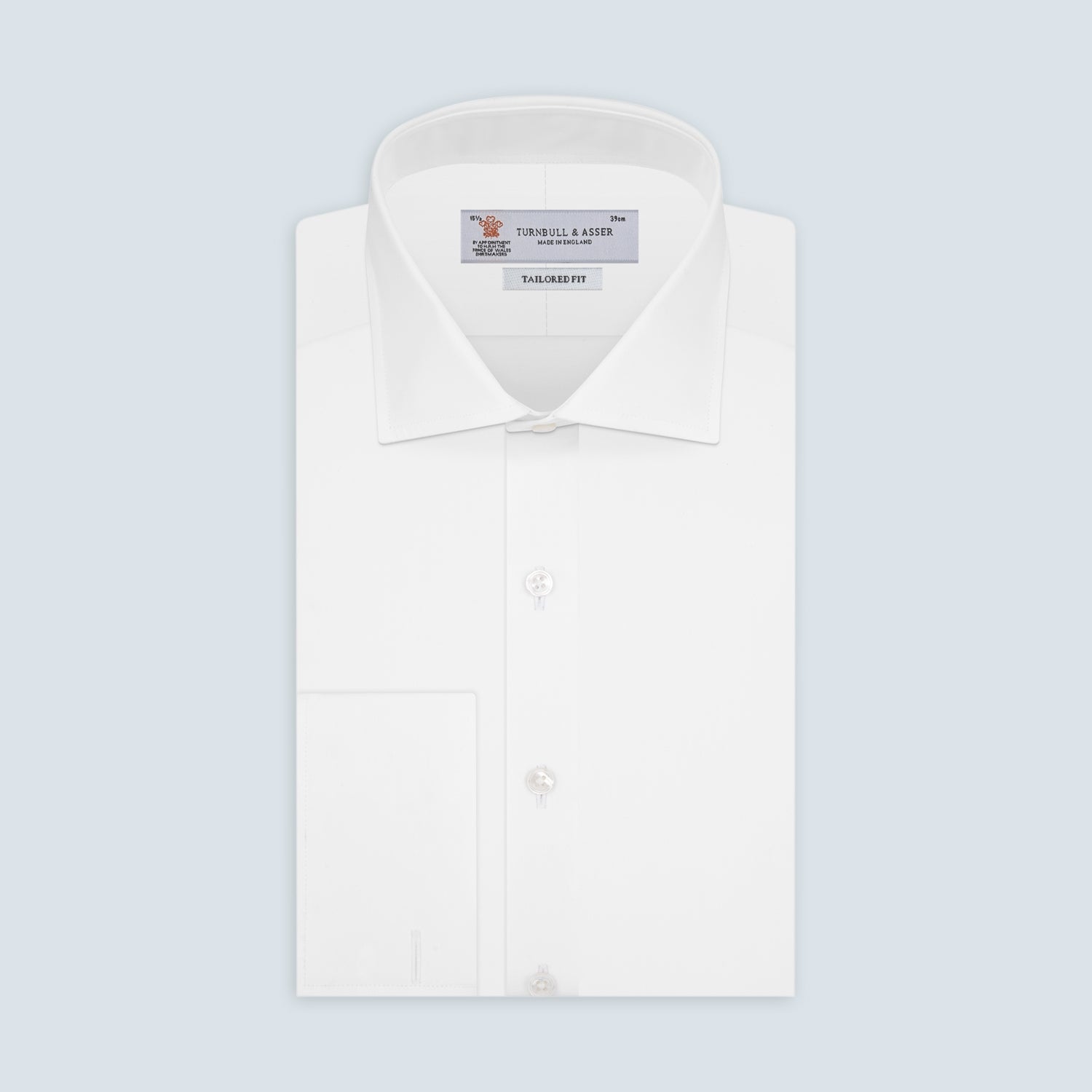 Image 1 of product Tailored Fit Two-Fold 120 White Cotton Shirt with Kent Collar and Double Cuffs
