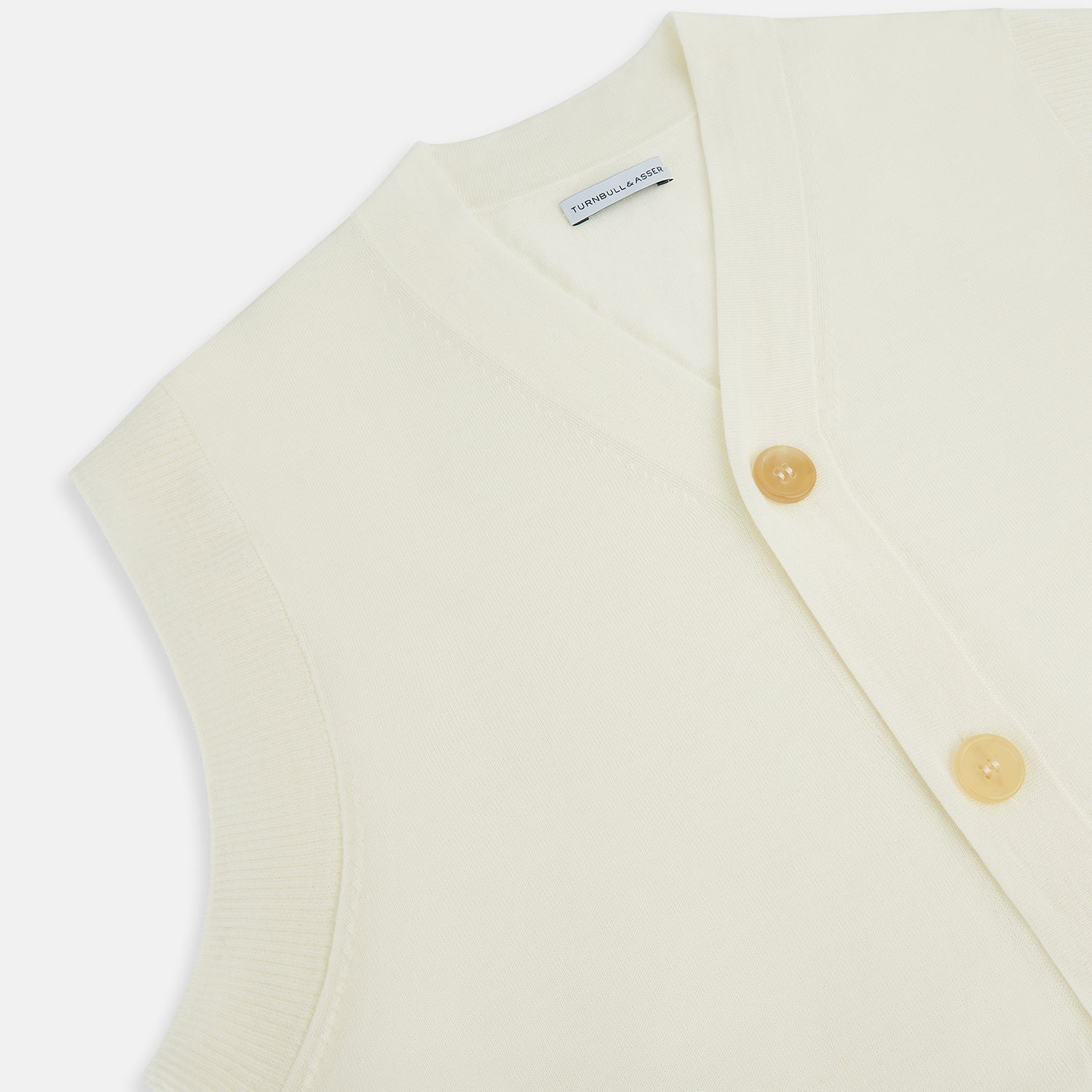 Image 2 of product Ecru Fine Merino V-Neck Sleeveless Cardigan
