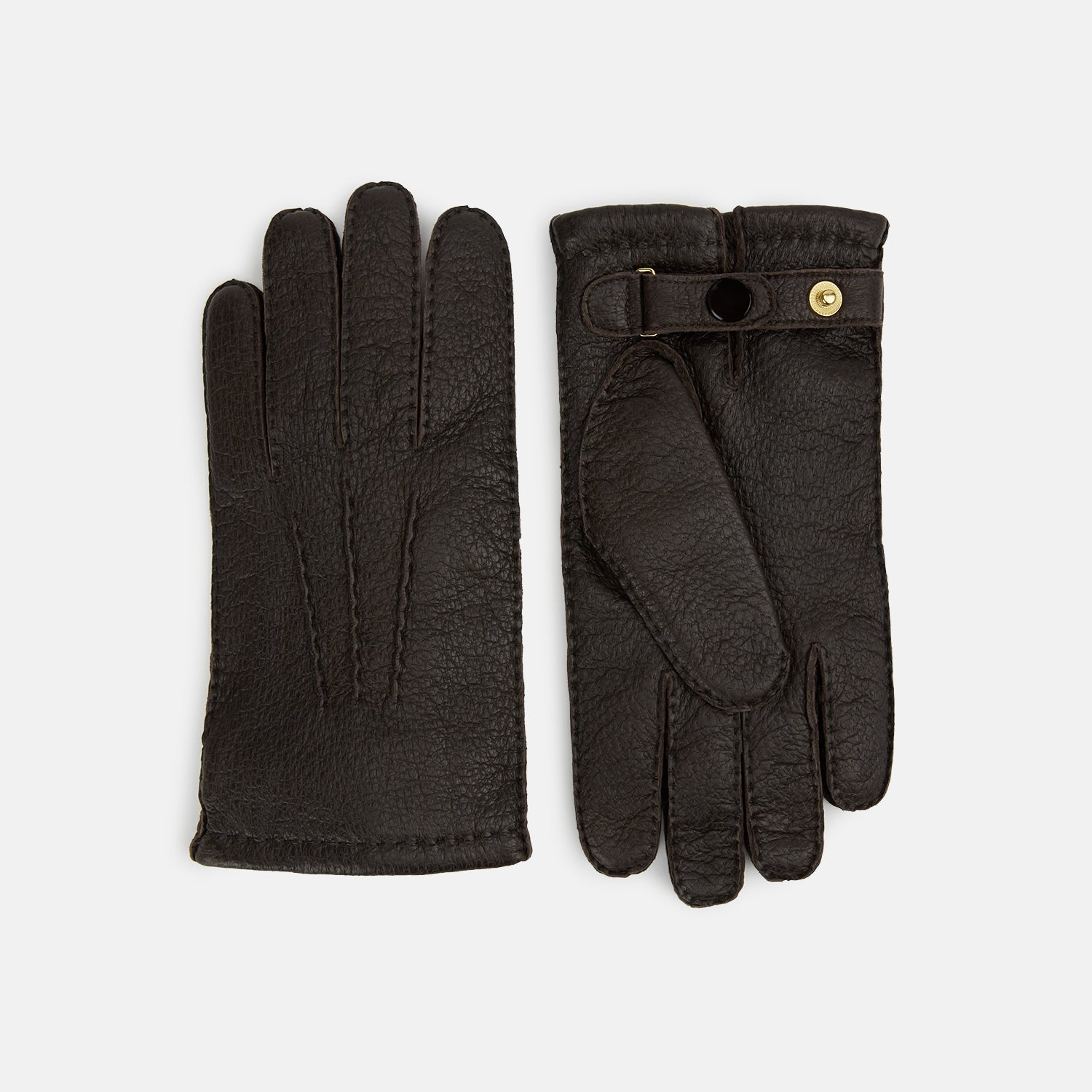 Image 1 of product Dark Chocolate Cashmere-Lined Peccary Leather Gloves