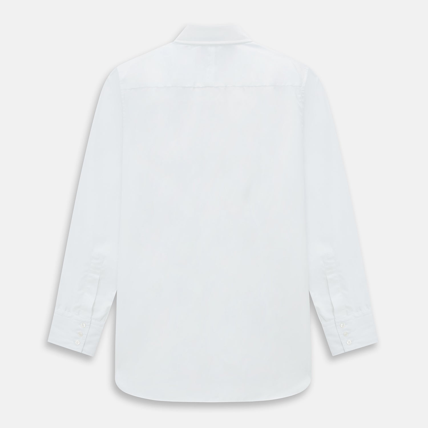 Image 3 of product The PLAIN WHITE WESTMINSTER SHIRT WITH TURNBULL COLLAR AND 3-BUTTON CUFFS by Turnbull & Asser features refined British craftsmanship, long sleeves, a straight hem, and a crisp white design displayed on a plain background.