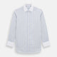 The Turnbull & Asser Navy and Blue Multi Stripe Shirt with Contrast Collar and Double Cuffs is shown in a Mayfair fit on a plain white background.