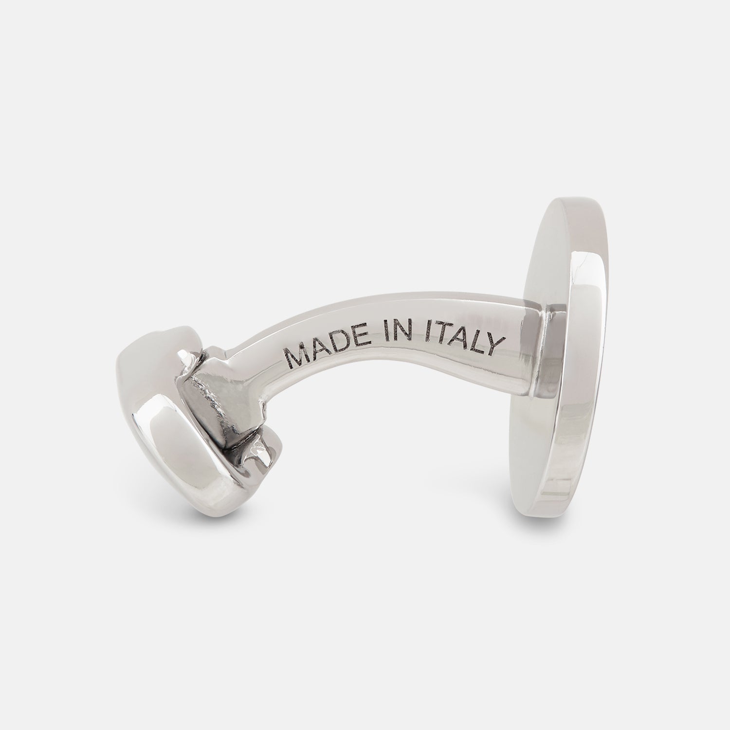 Image 2 of product Turnbull & Asser's Red Circle Cufflinks feature round sterling silver with bold red enamel centers, offering a refined accessory for gentlemen, shown on a white background.