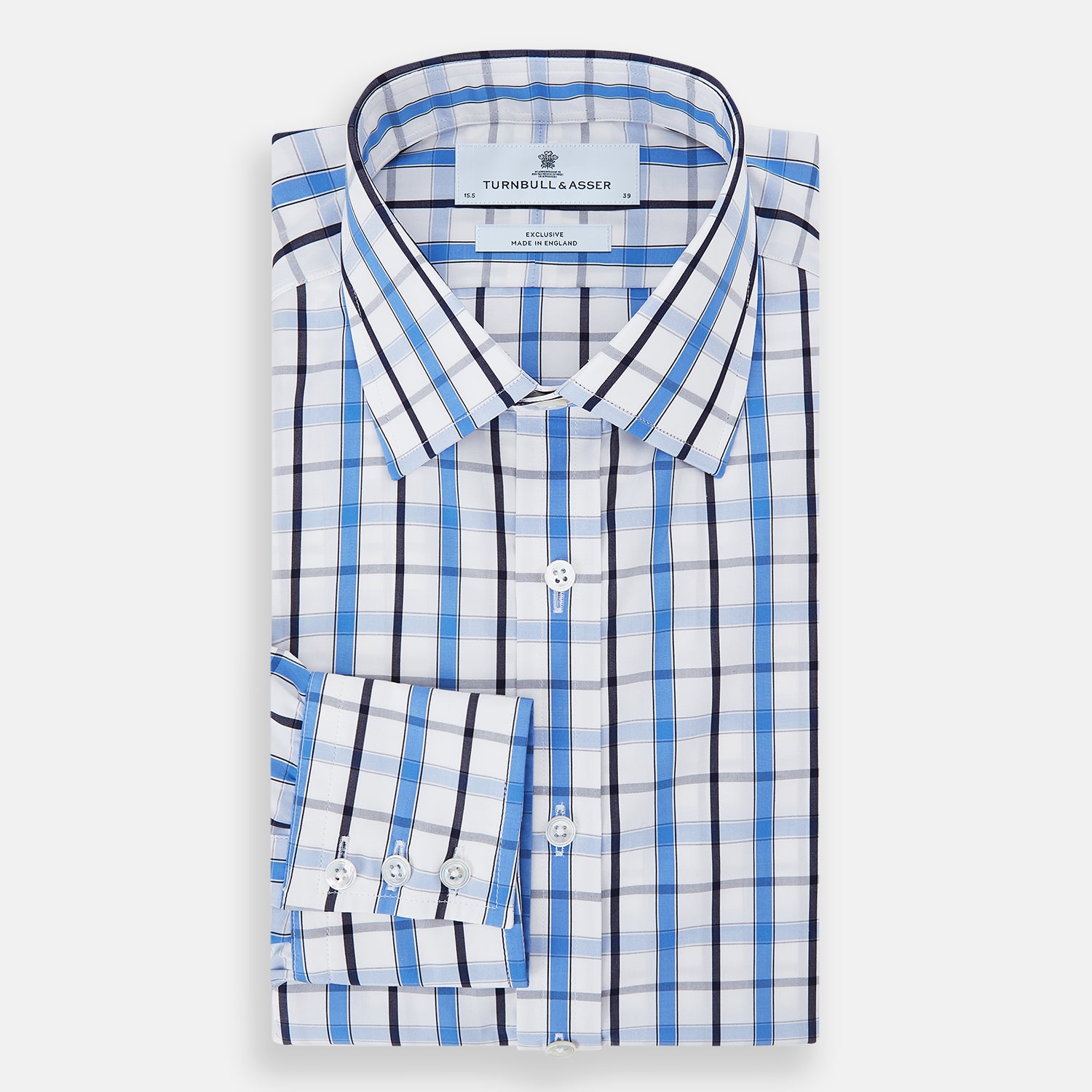 Image 5 of product Blue and Navy Combination Check Mayfair Shirt