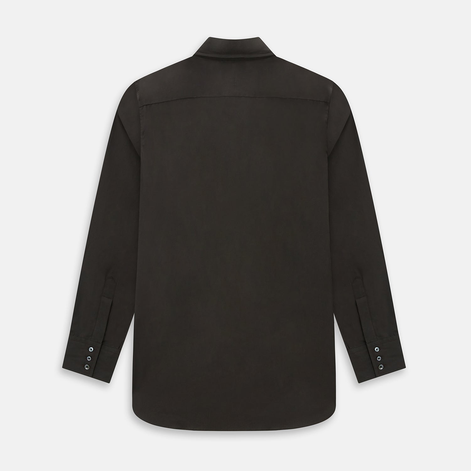 Image 3 of product A brown Windsor long-sleeve button-up shirt by Turnbull & Asser with a classic collar, buttoned cuffs, and a straight hem, laid flat on a white background—showcasing refined British craftsmanship.