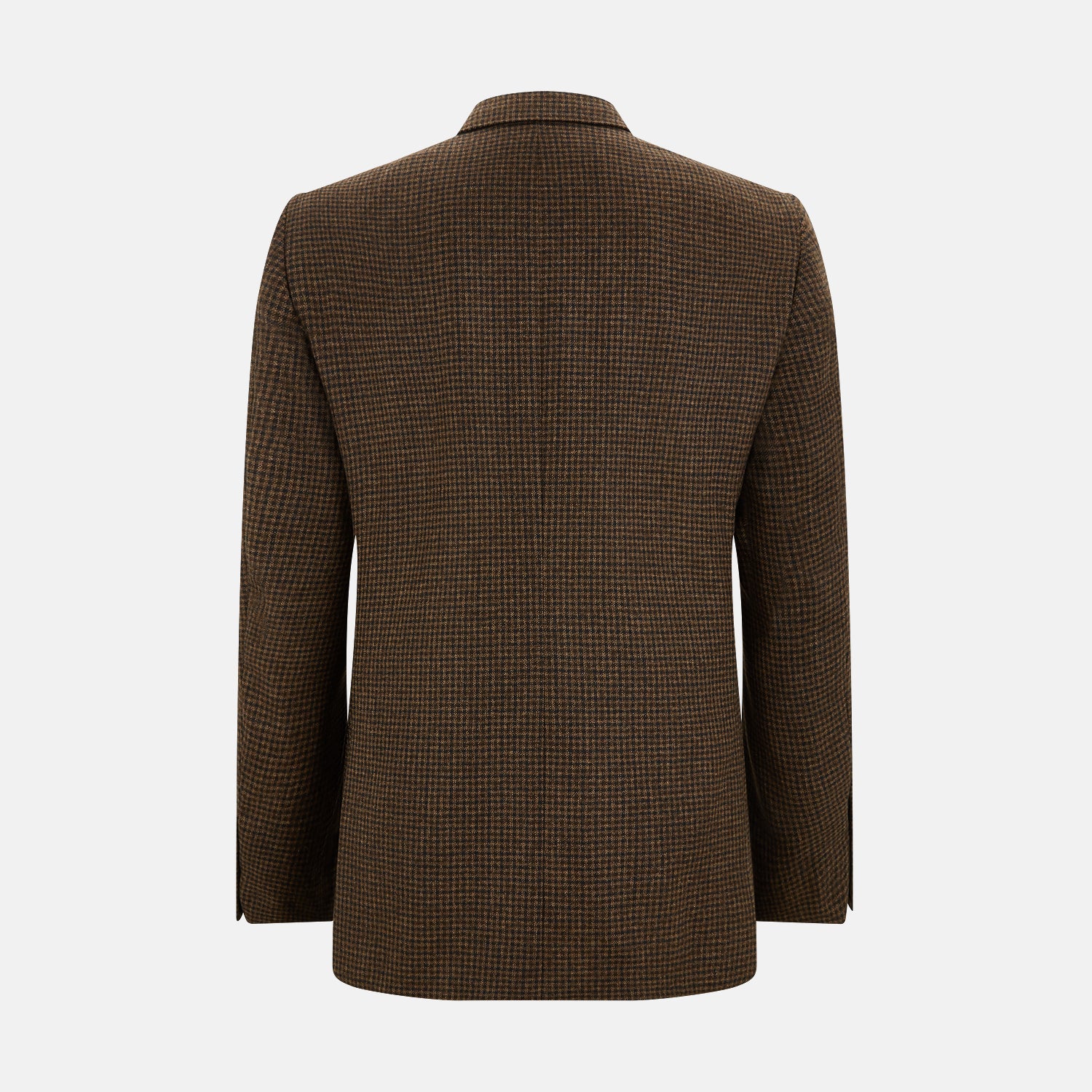 Image 3 of product The Turnbull & Asser Brown Gingham Check Sports Jacket features a single button closure, notched lapels, and two front flap pockets, shown against a plain white background.