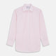 The Pink Windowpane Check Mayfair Shirt by Turnbull & Asser is crafted in light pink organic cotton with a subtle windowpane check, button-down front, and pointed collar, displayed flat on a white background.