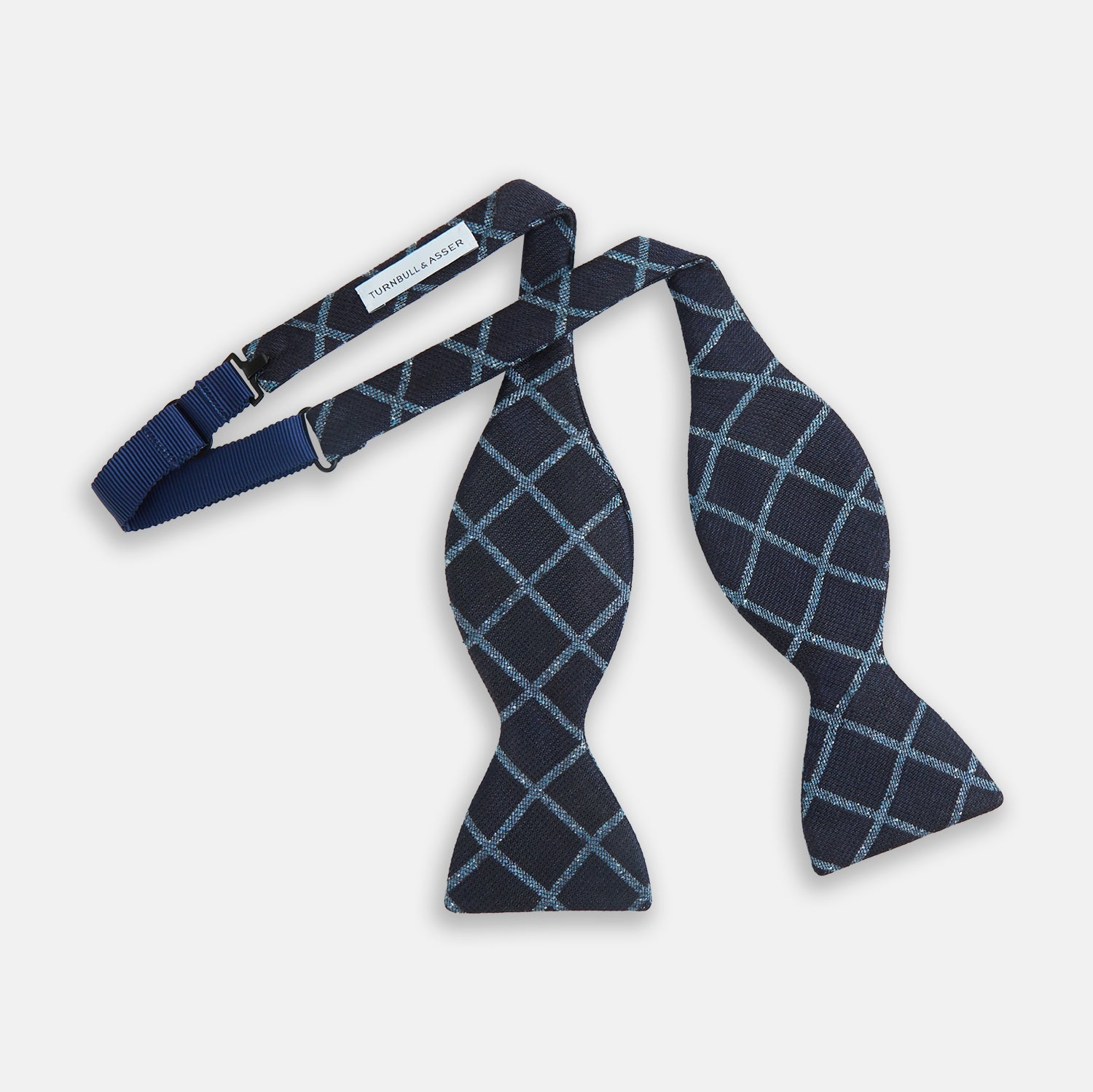 Image 2 of product Blue Diagonal Check Silk Blend Bow Tie