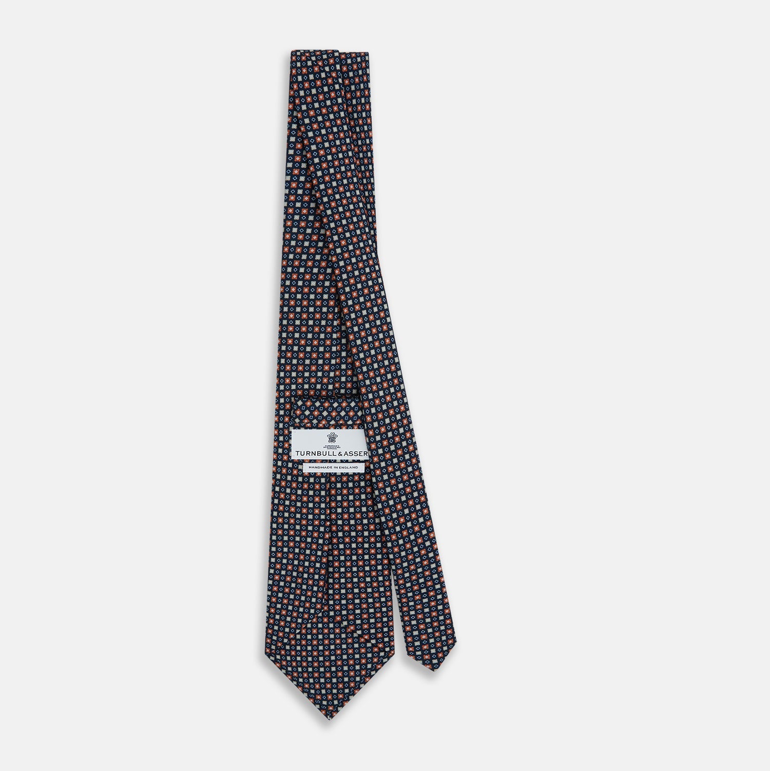 Image 4 of product Navy and Orange Geometric Motif Silk Tie