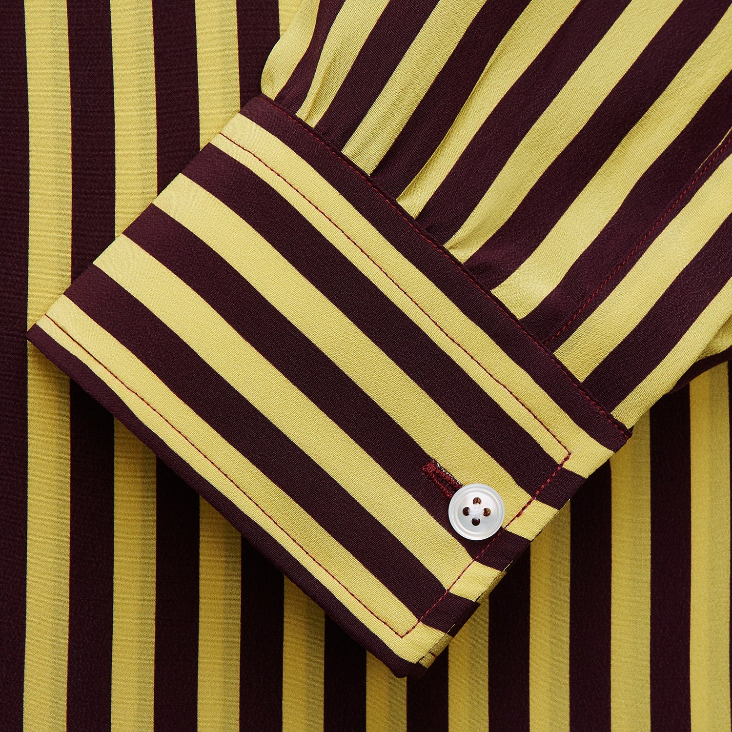 Image 2 of product Yellow and Burgundy Candy Stripe Silk Weekend Fit Harold Shirt
