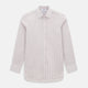 The Turnbull & Asser Red Tattersall Check Mayfair Shirt features long sleeves, a collar, and Italian cotton with a red tattersall check on white, shown flat against a white background.