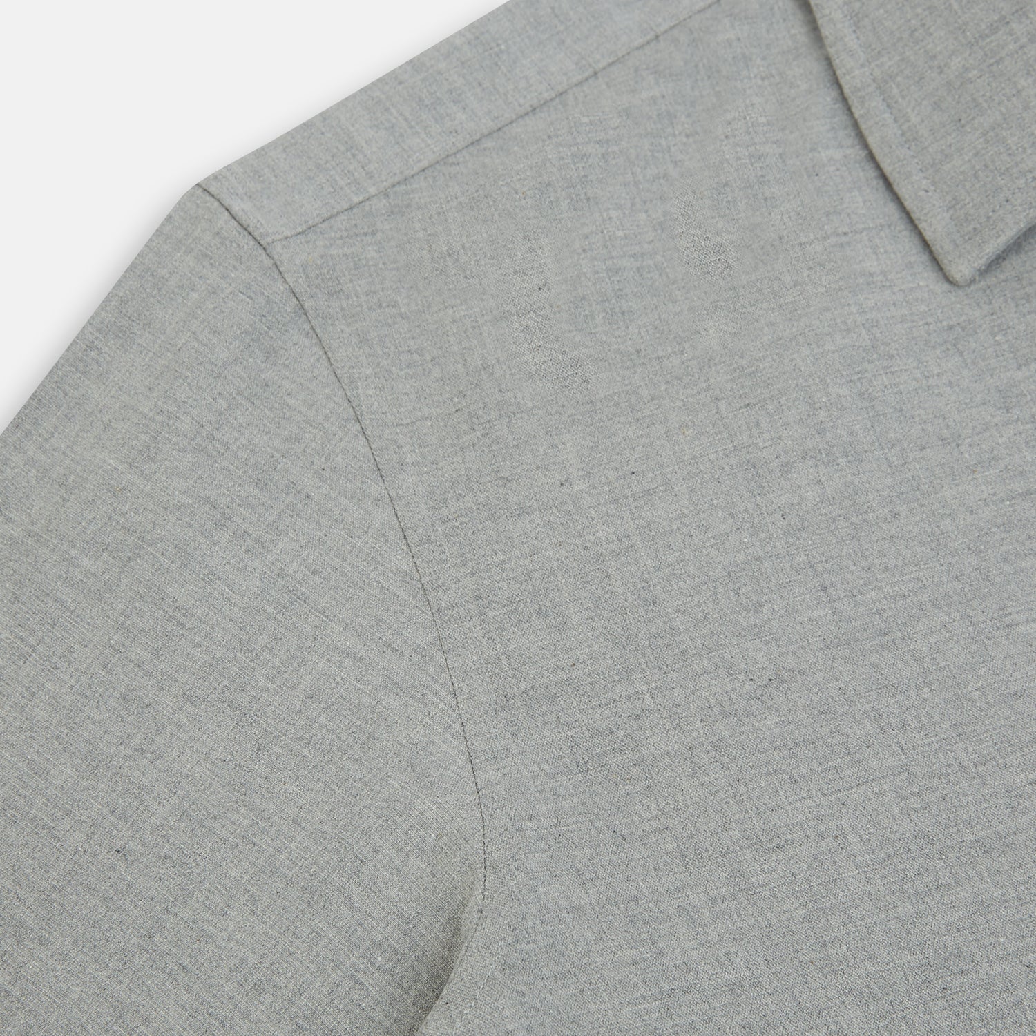 Image 6 of product The Grey Westminster Shirt by Turnbull & Asser features a classic collar and white buttons, expertly crafted in Britain. This long-sleeve button-up is shown against a plain white background.