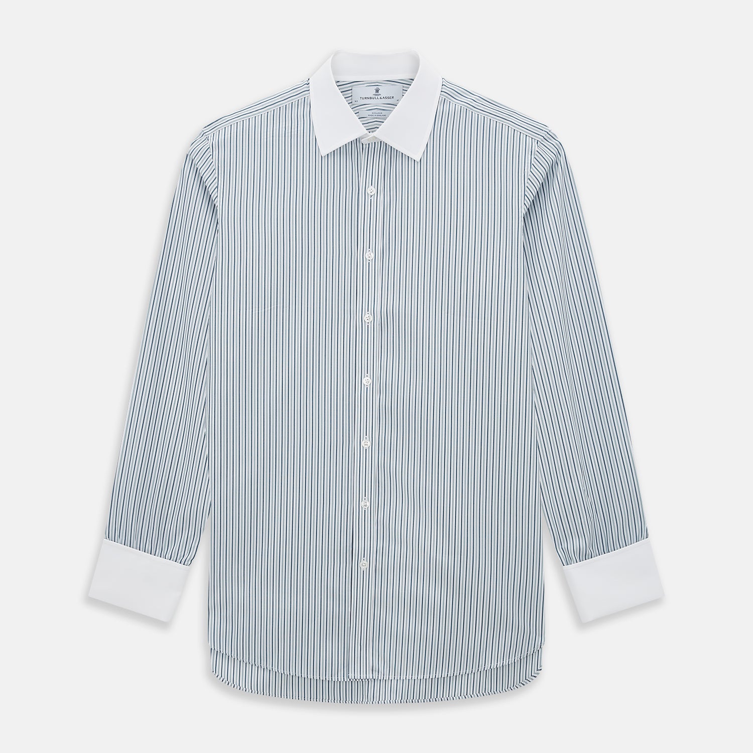 Image 1 of product Green Double Stripe Shirt with Contrast T&A Collar and Cuffs
