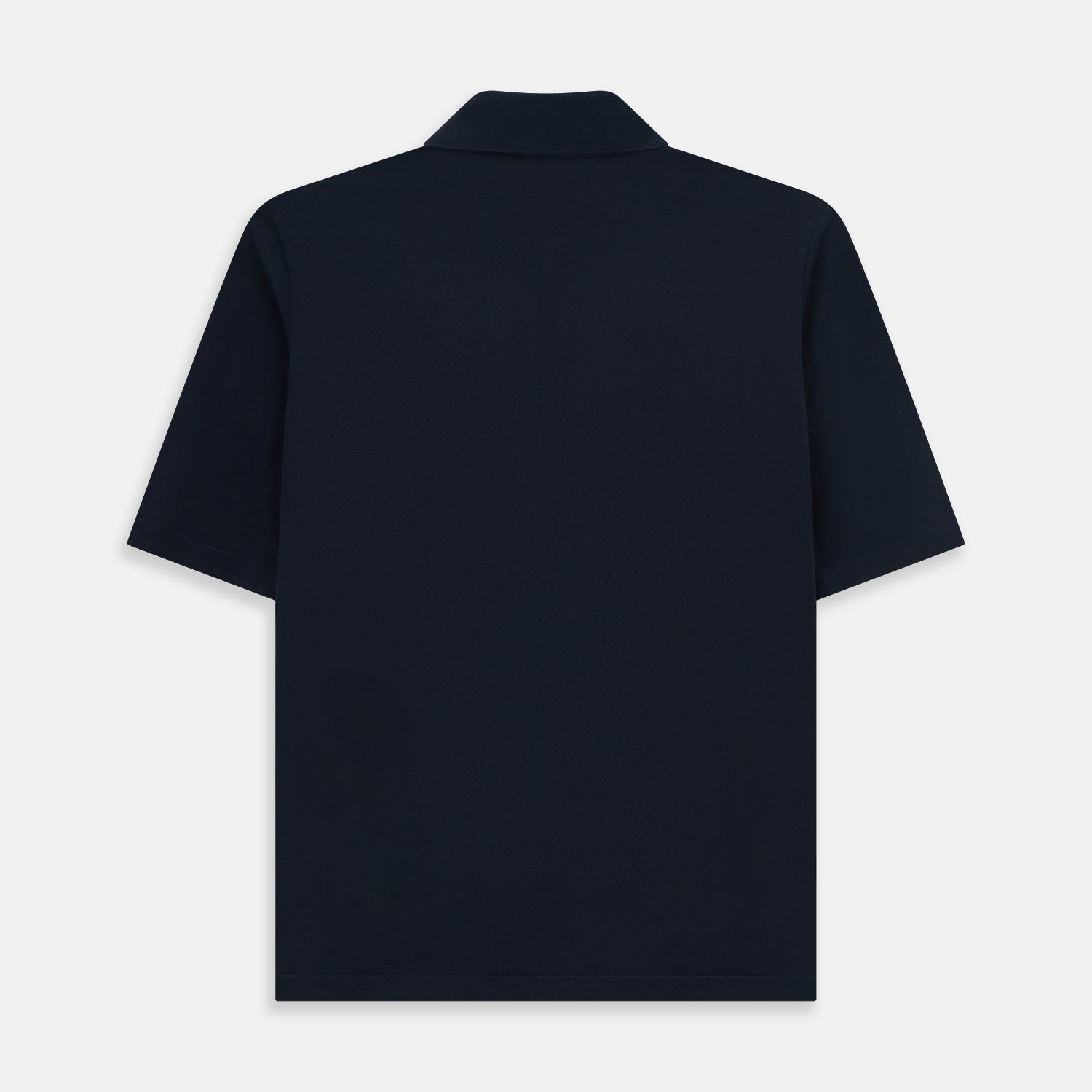 Image 3 of product The Turnbull & Asser Navy Polo Shirt features short sleeves, a collar, three-button placket, and a single buttoned chest pocket, shown flat on a plain white background.