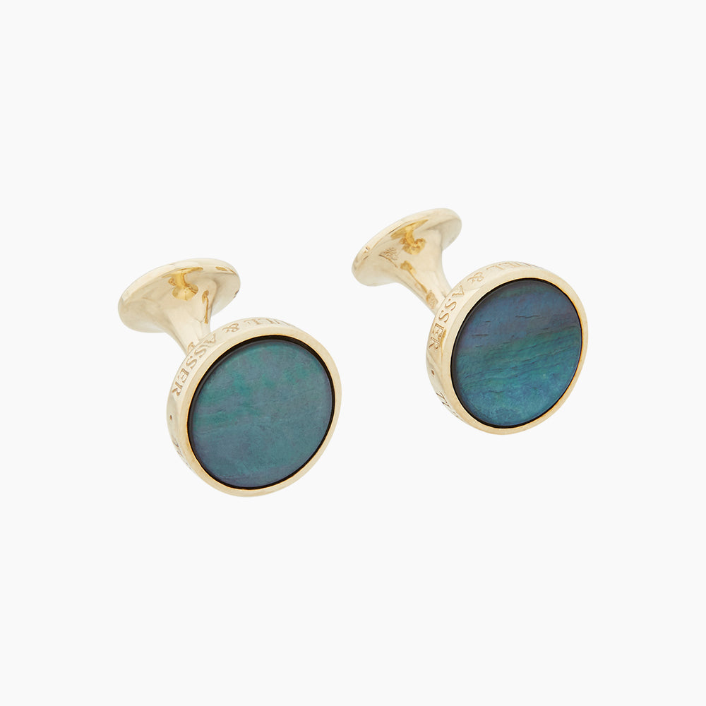 Image 1 of product Gold and Navy Mother of Pearl Cufflinks