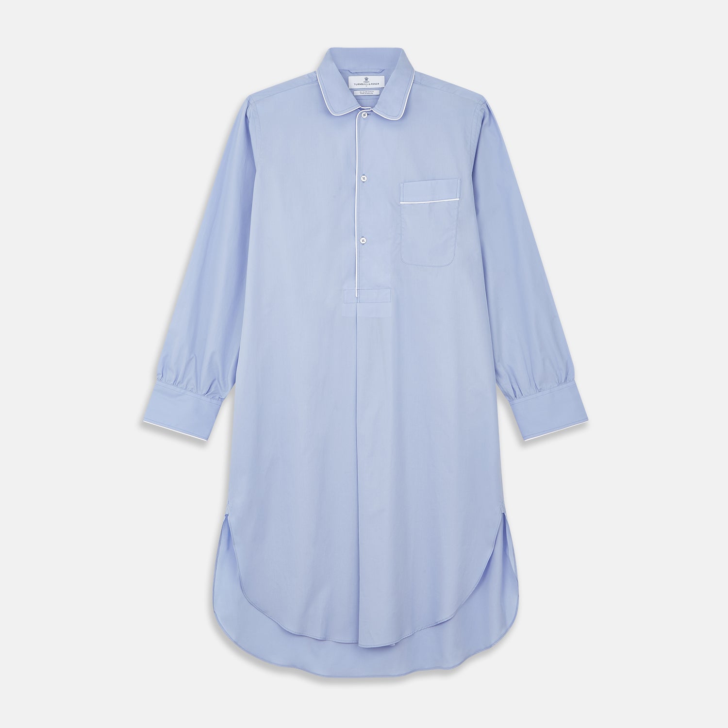 Image 1 of product Blue Piped Sea Island Quality Cotton Nightshirt
