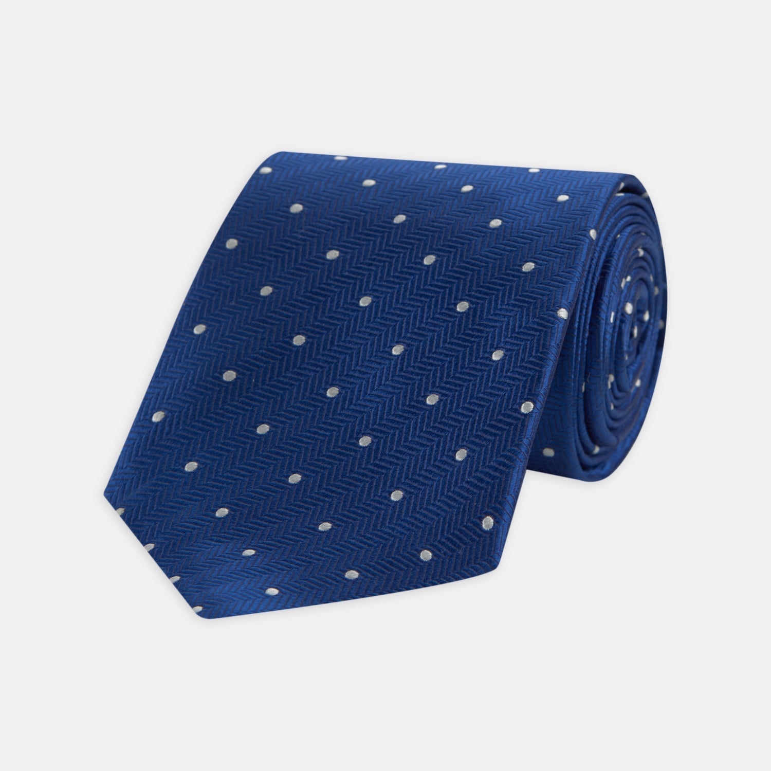 Image 1 of product Royal Blue and White Small Spot Herringbone Silk Tie