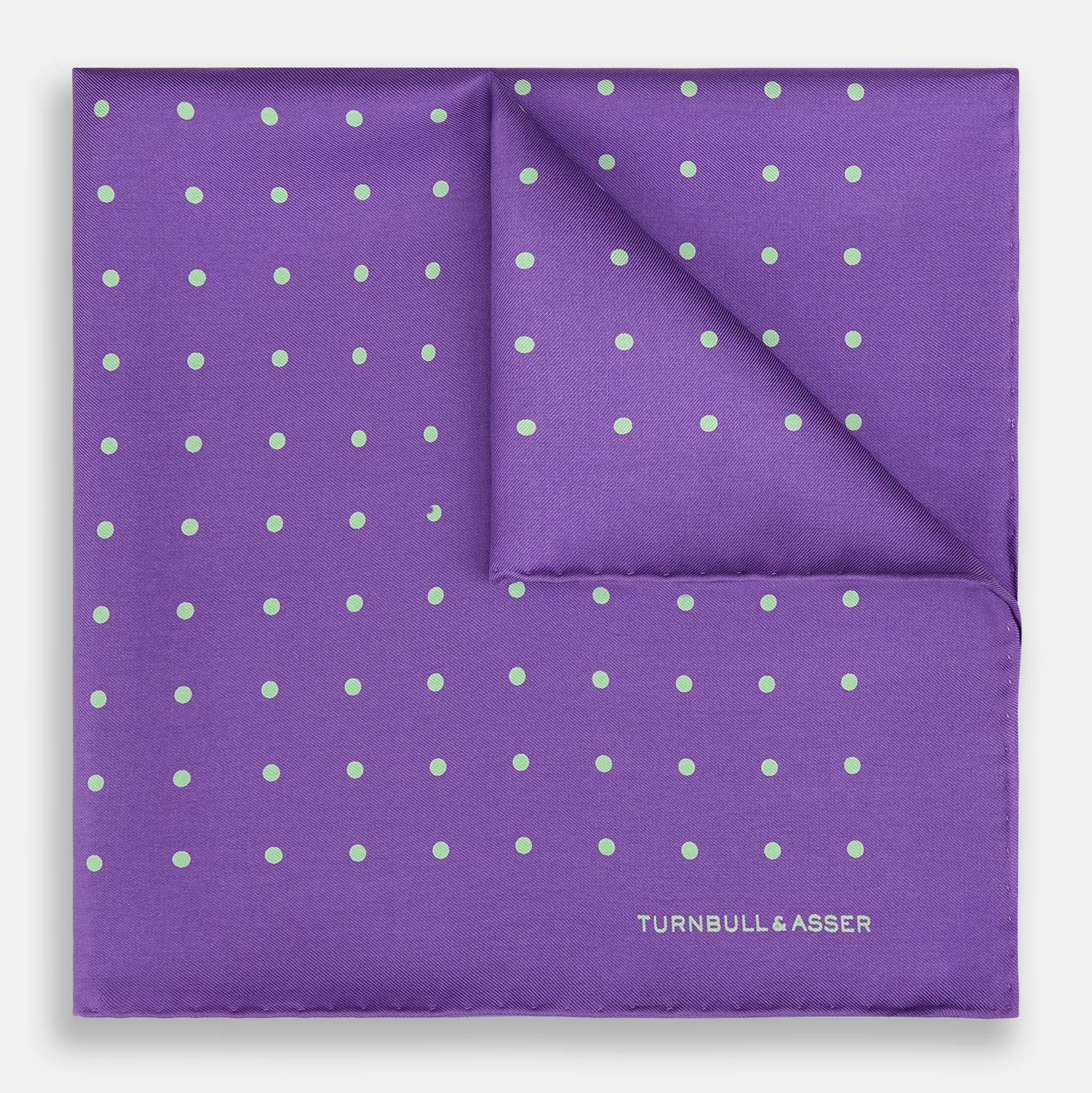 Image 1 of product PURPLE AND MINT SPOT SILK POCKET SQUARE