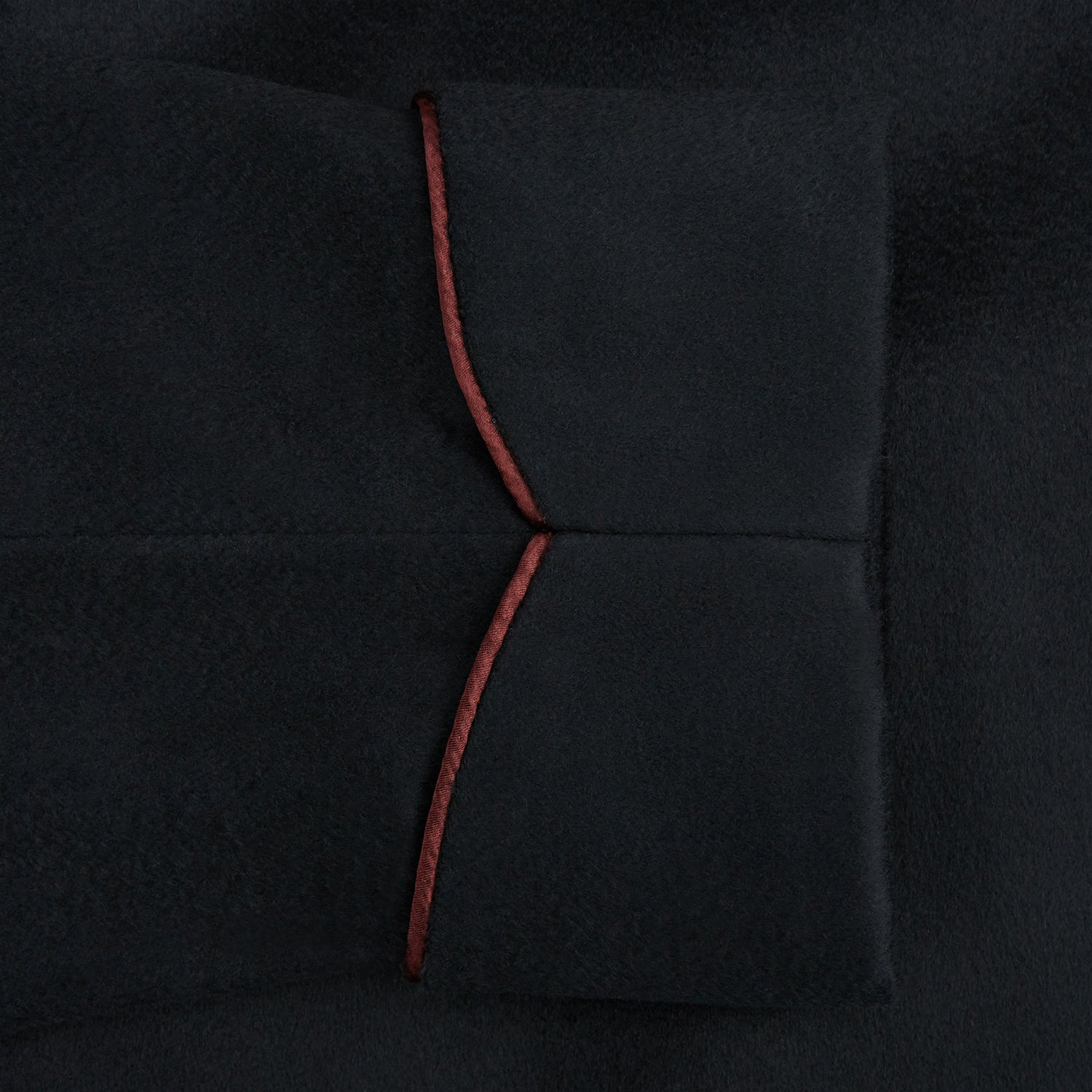 Image 3 of product The Navy and Red Piped Cashmere Gown by Turnbull & Asser features a belted navy silhouette with red contrast piping, wide lapels, chest pocket, and two side pockets, shown on a plain white background.