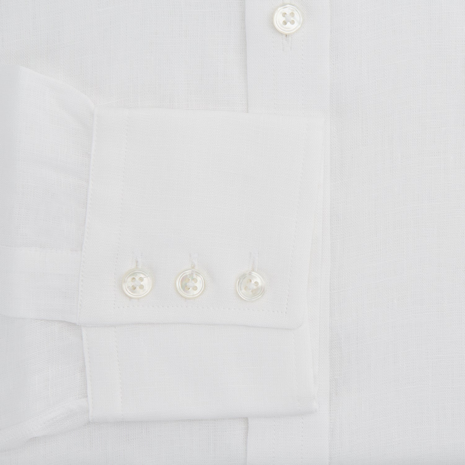 Image 3 of product White Linen Shirt with T&A Collar and 3-Button Cuffs
