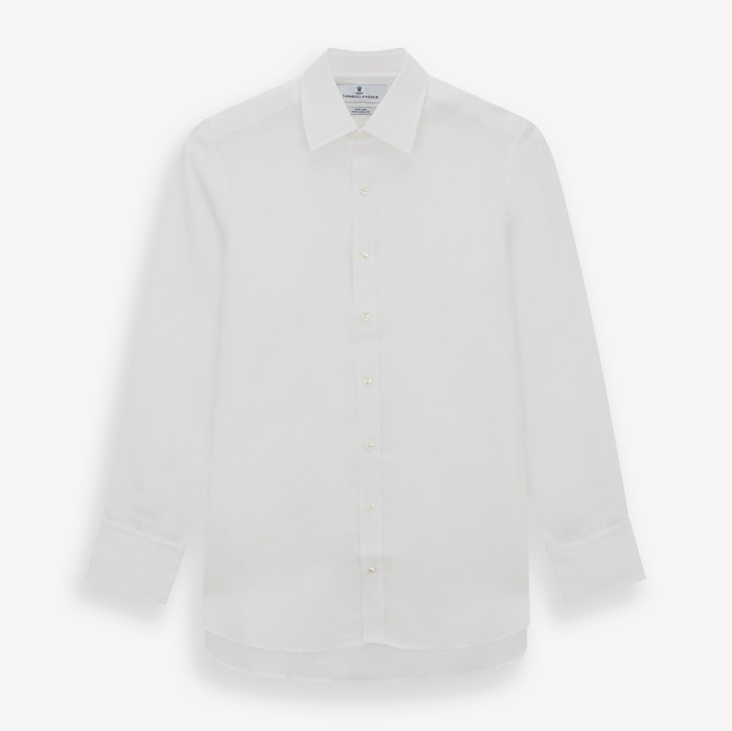 Image 1 of product White Linen Shirt with T&A Collar and 3-Button Cuffs