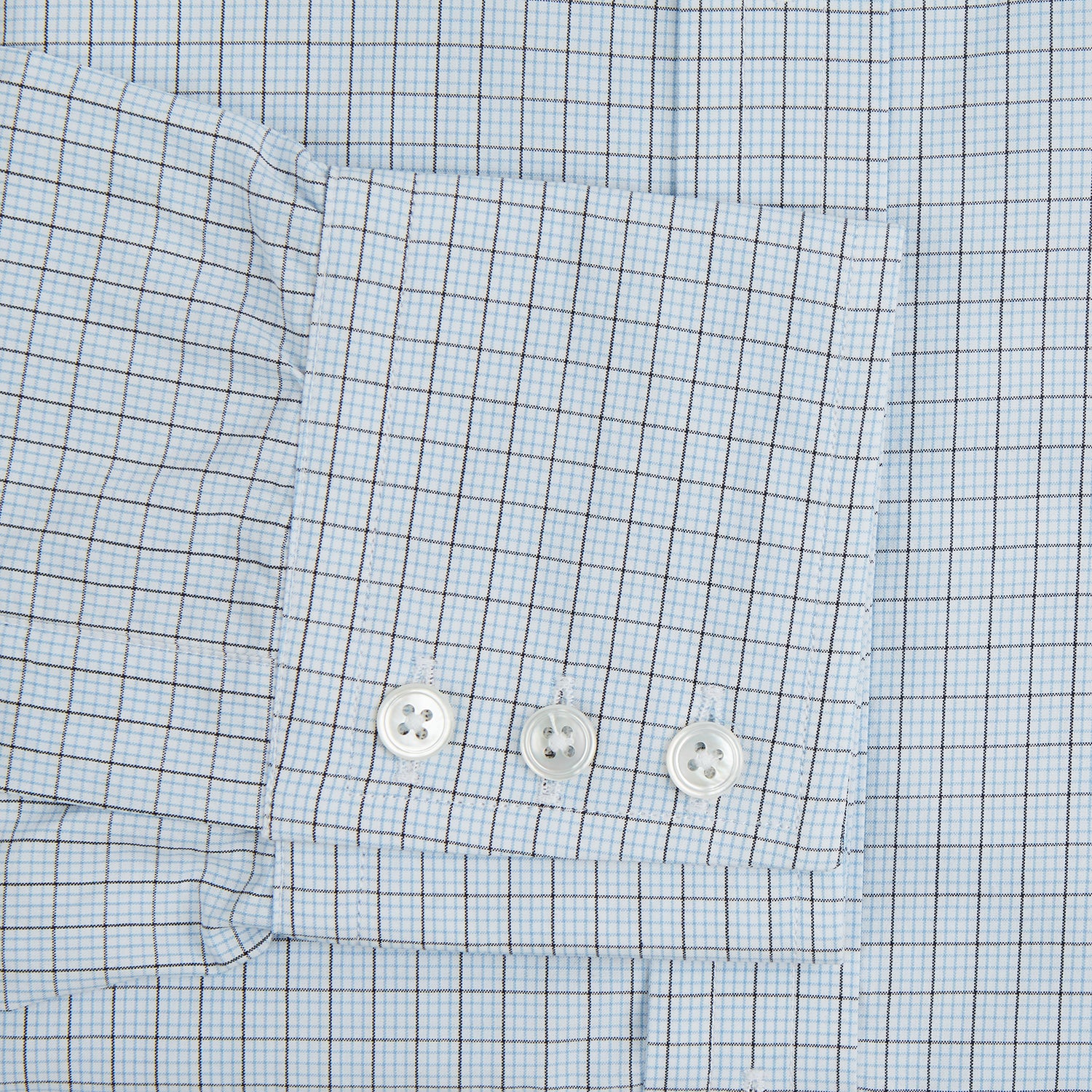 Image 3 of product The Blue Multi Graph Check Mayfair Shirt by Turnbull & Asser features long sleeves, a classic T&A collar, chest pocket, and is crafted from breathable cotton, shown on a white background.
