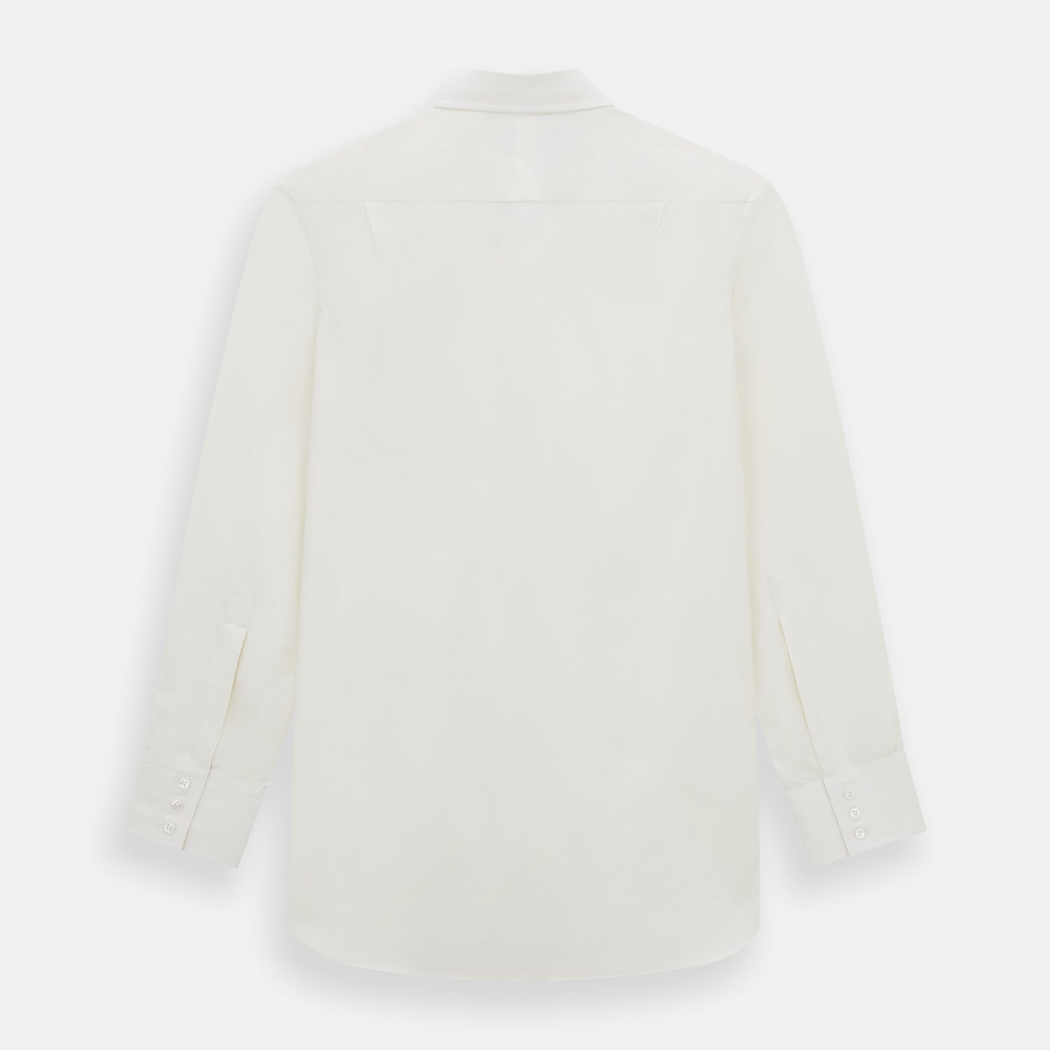 Image 3 of product The Turnbull & Asser Cream Silk Chelsea Shirt is an elegant white long-sleeve, button-up silk shirt with a single chest pocket, shown against a plain white background.