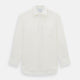 The Turnbull & Asser Cream Silk Chelsea Shirt is an elegant white long-sleeve, button-up silk shirt with a single chest pocket, shown against a plain white background.
