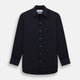 The Turnbull & Asser Navy Twill Chelsea Shirt is a long-sleeve button-up with a collar, front chest pocket, and white buttons, shown against a plain white background.