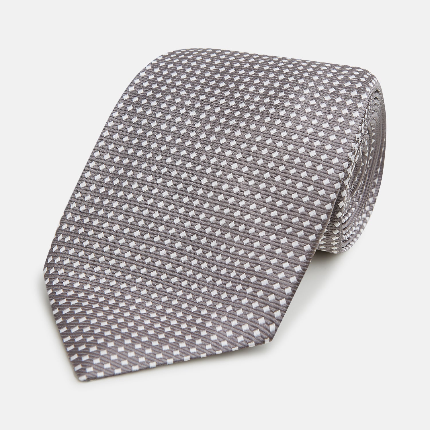 Image 1 of product Grey and White Diamond Silk Tie