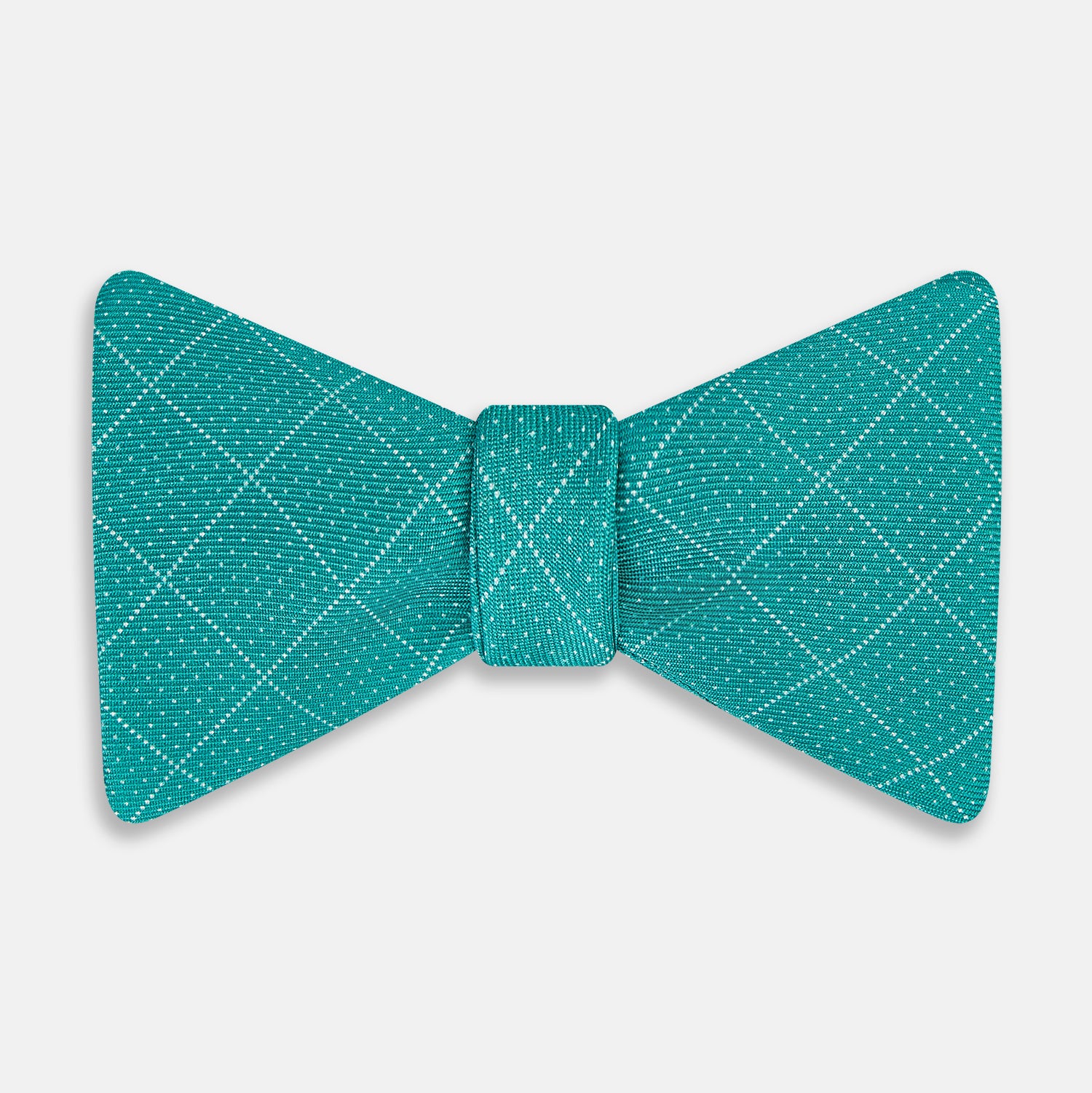 Image 1 of product Turquoise Dotted Check Pattern Printed Silk Bow Tie OS