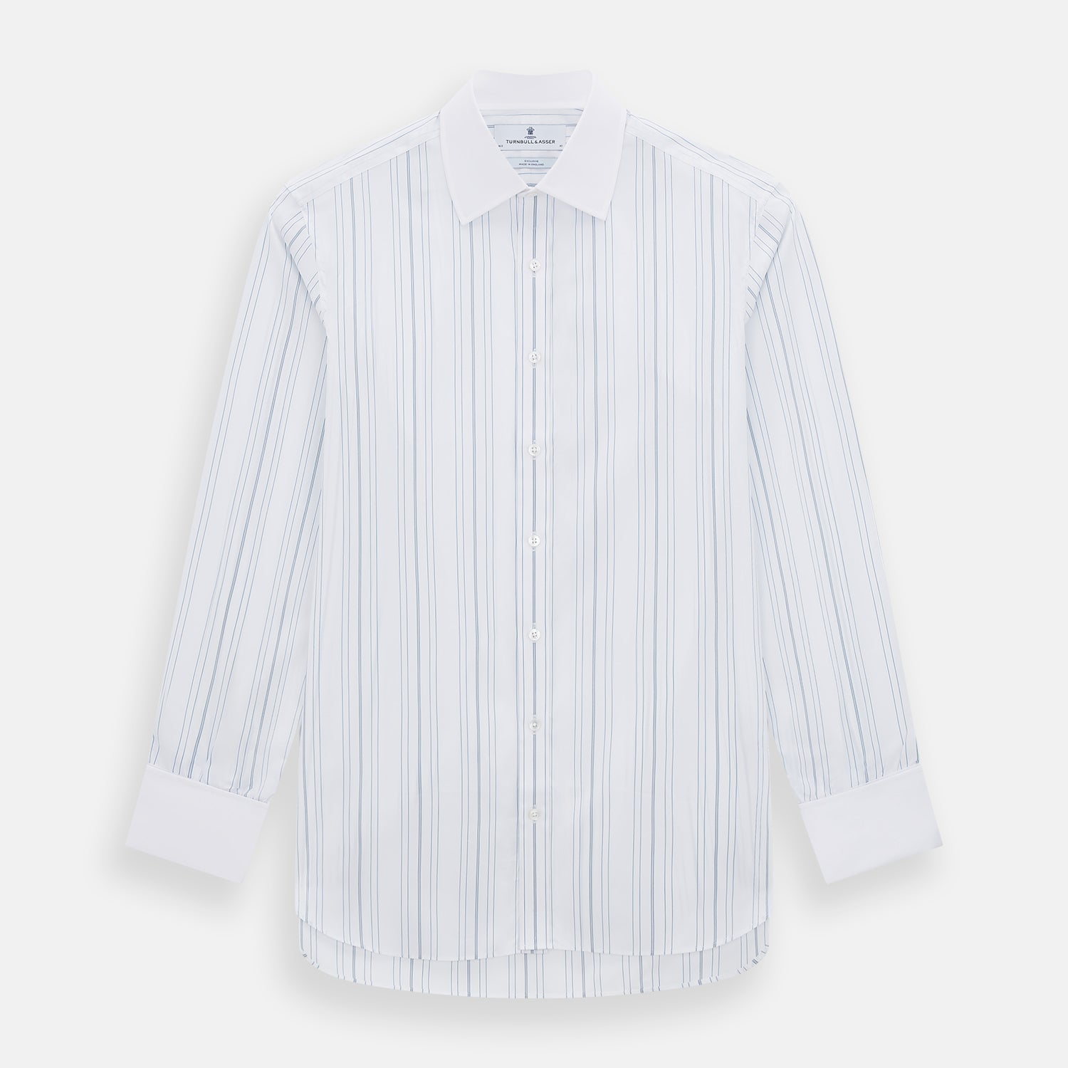 Image 1 of product Pale Blue Multi Stripe Shirt with Contrast Collar and Double Cuffs