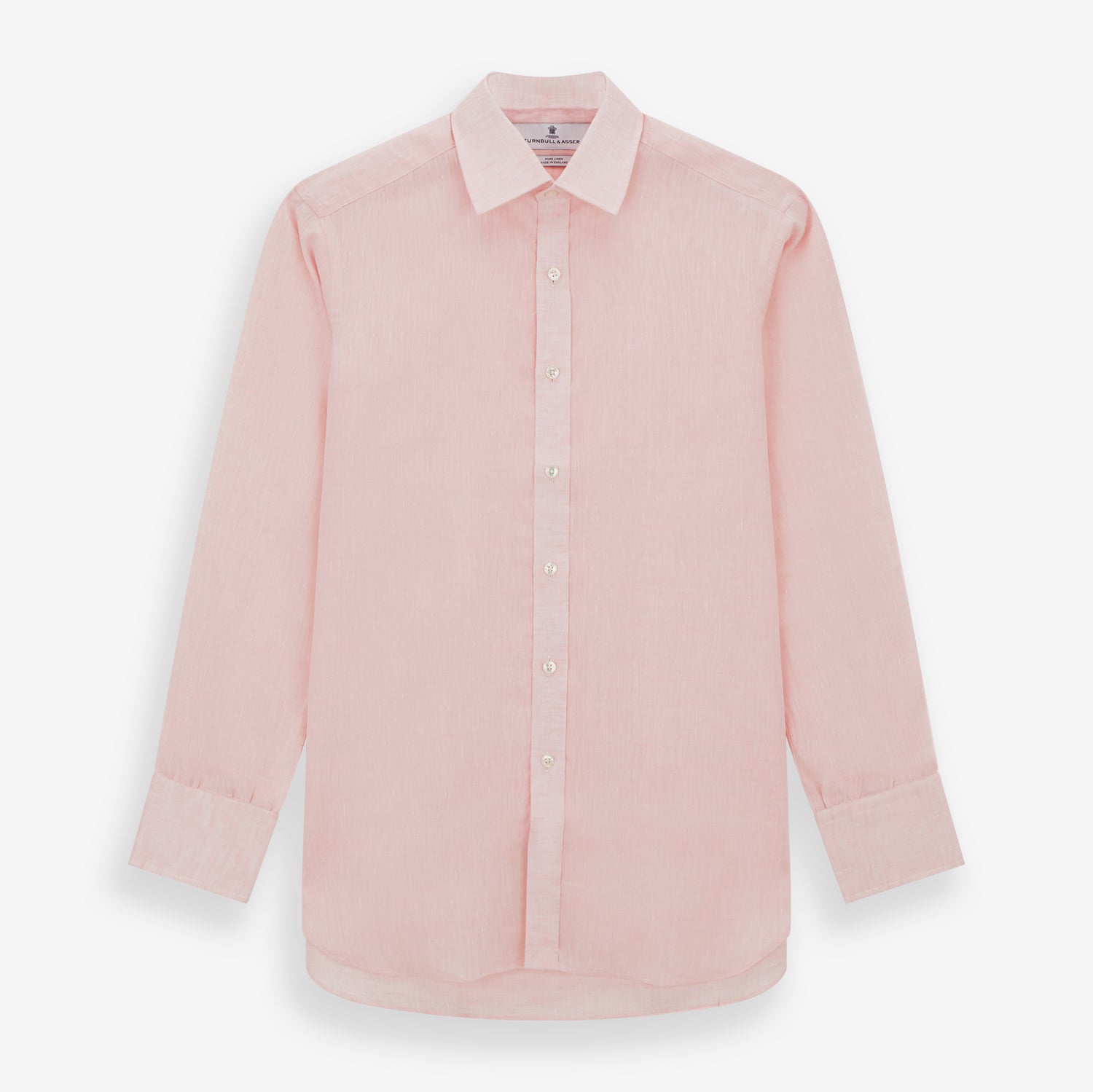 Image 1 of product Pink Linen Shirt with T&A Collar and 3-Button Cuffs