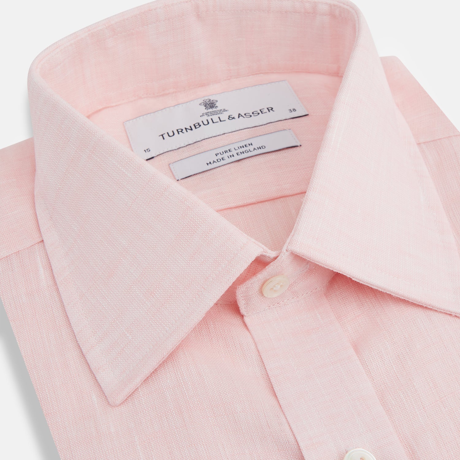 Image 2 of product Pink Linen Shirt with T&A Collar and 3-Button Cuffs